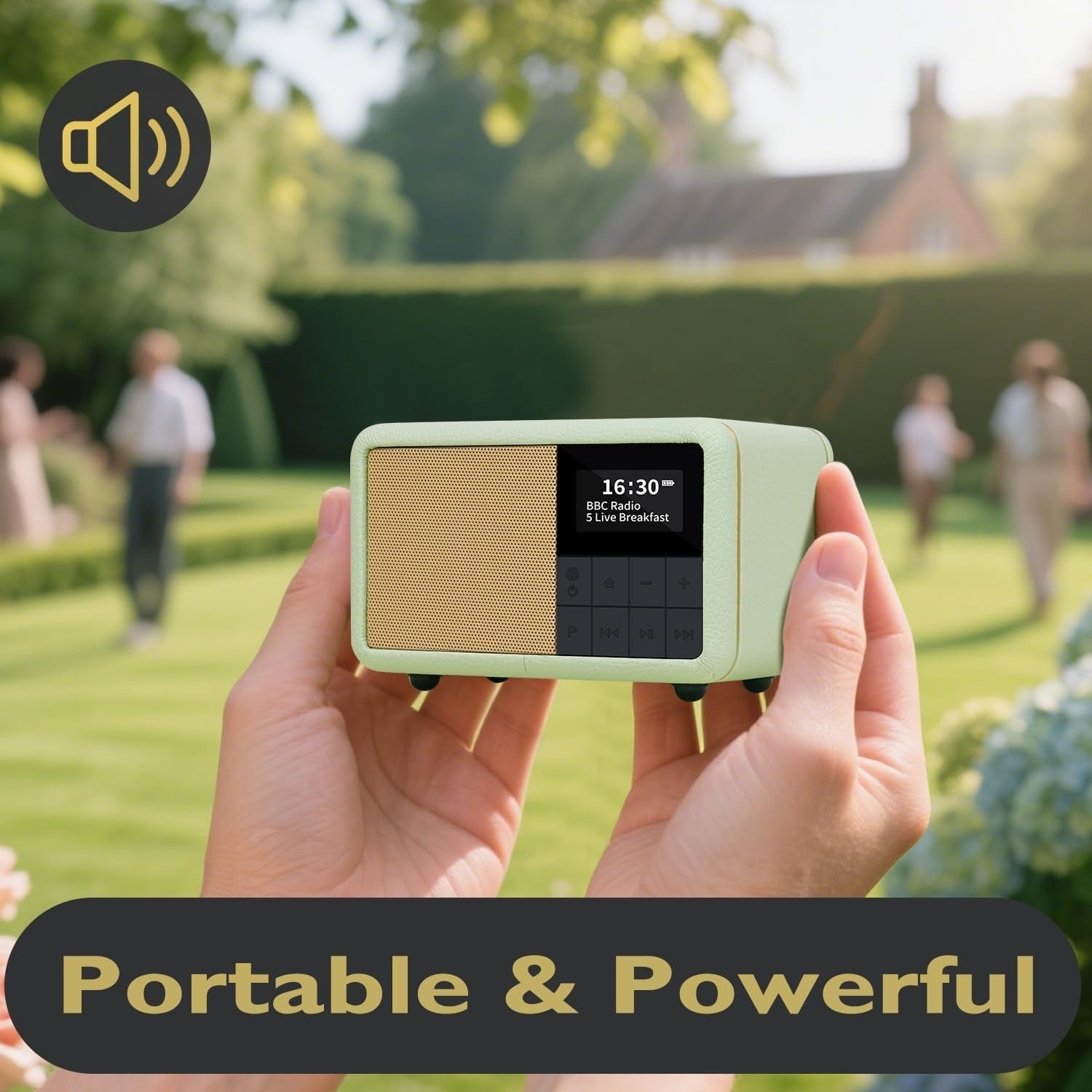 Portable DAB+ FM Radio Alarm Clock Bluetooth Waterproof 12hr Battery – Green