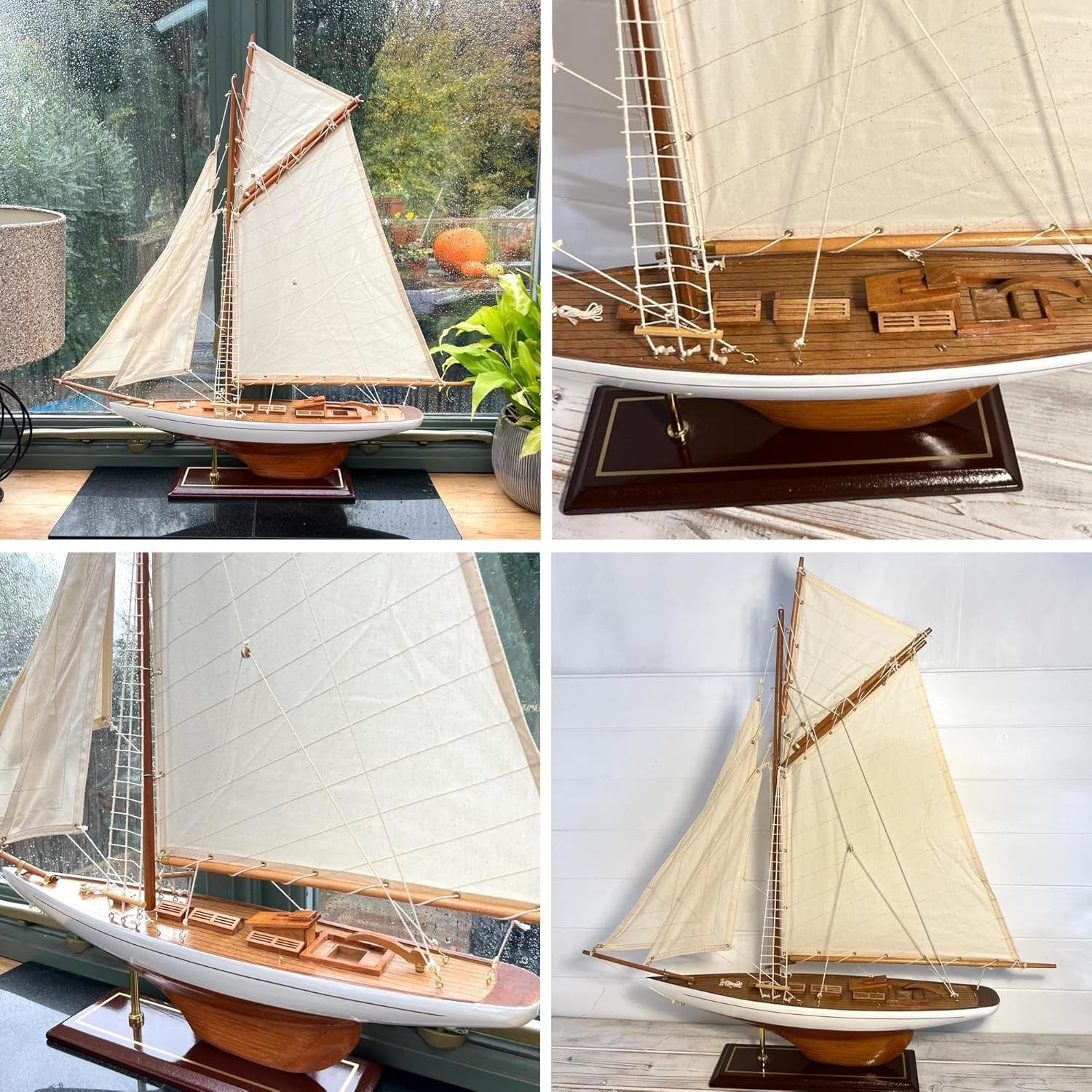 Lulworth Wooden Yacht Model 72cm | Fully Rigged Sailboat Decor | Classic
