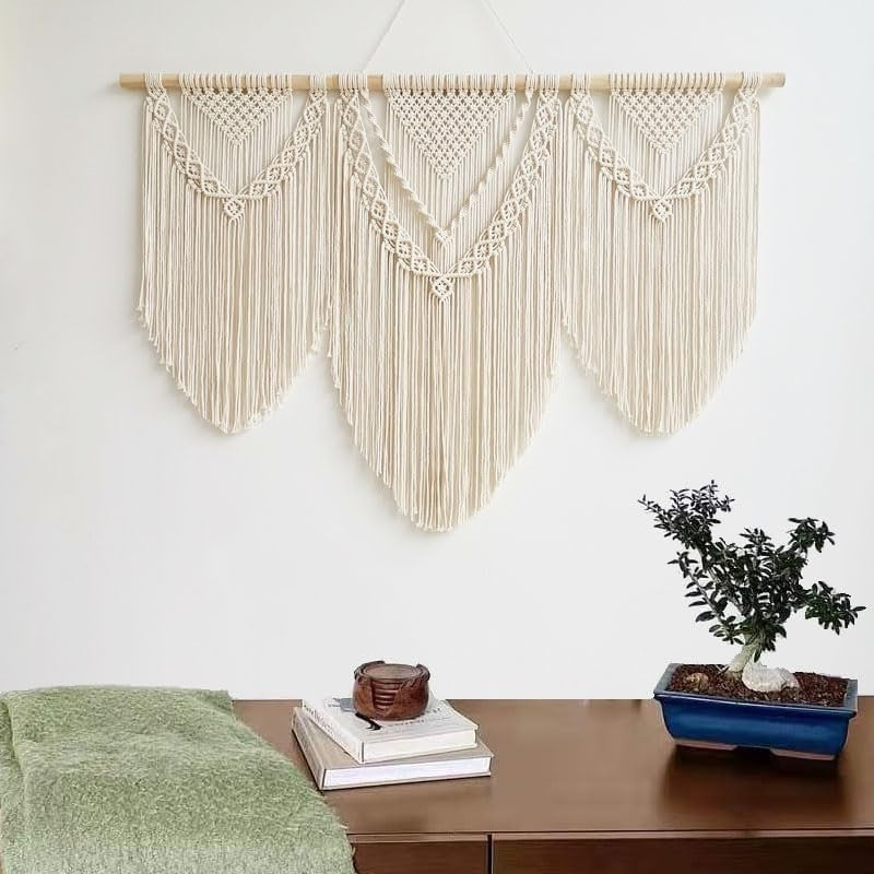 Large Boho Macrame Wall Tapestry 110x82cm Bedroom Decor