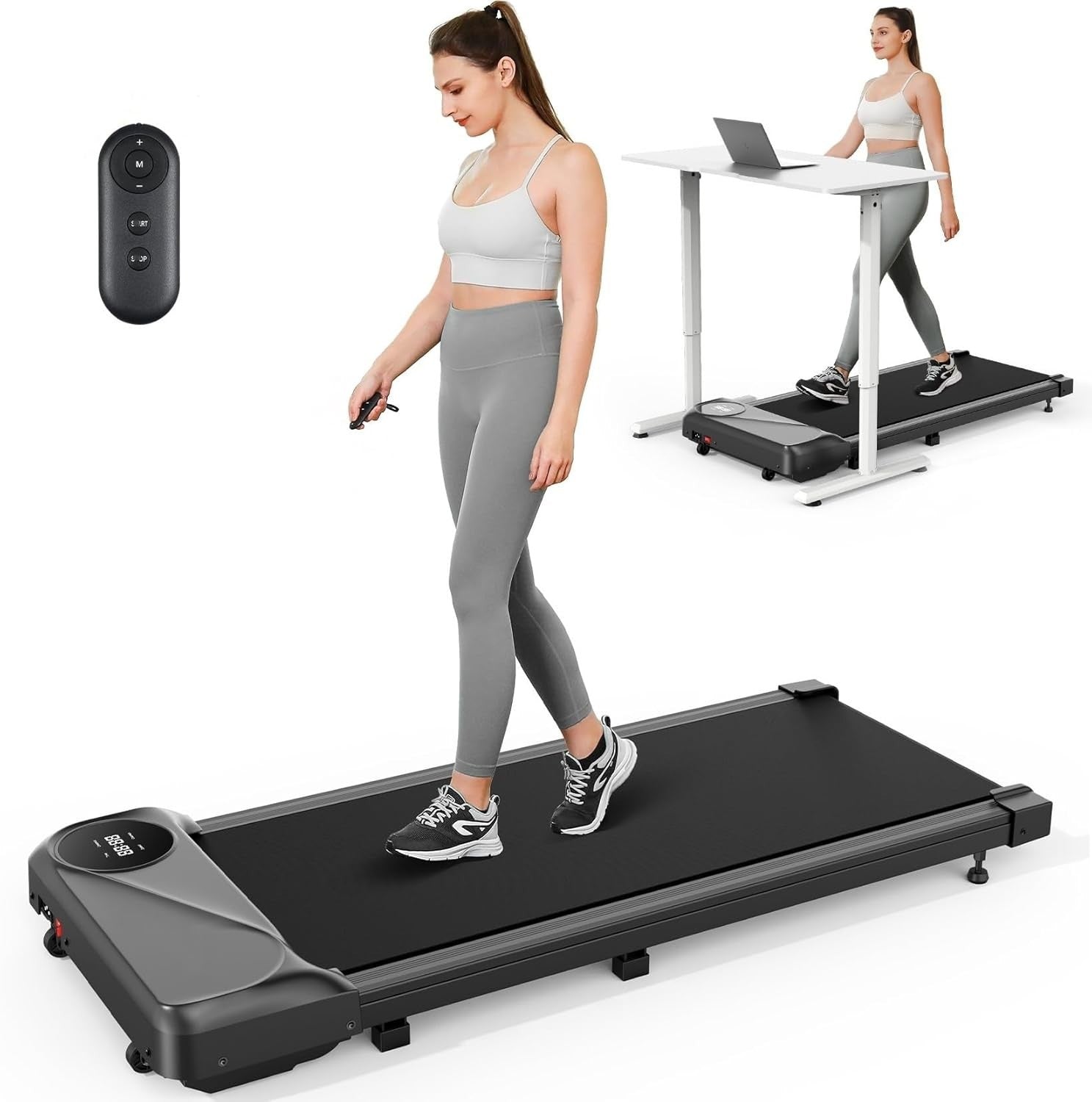 Under Desk Walking Pad 2.5HP Quiet Compact Treadmill 6km/h Portable Fitness