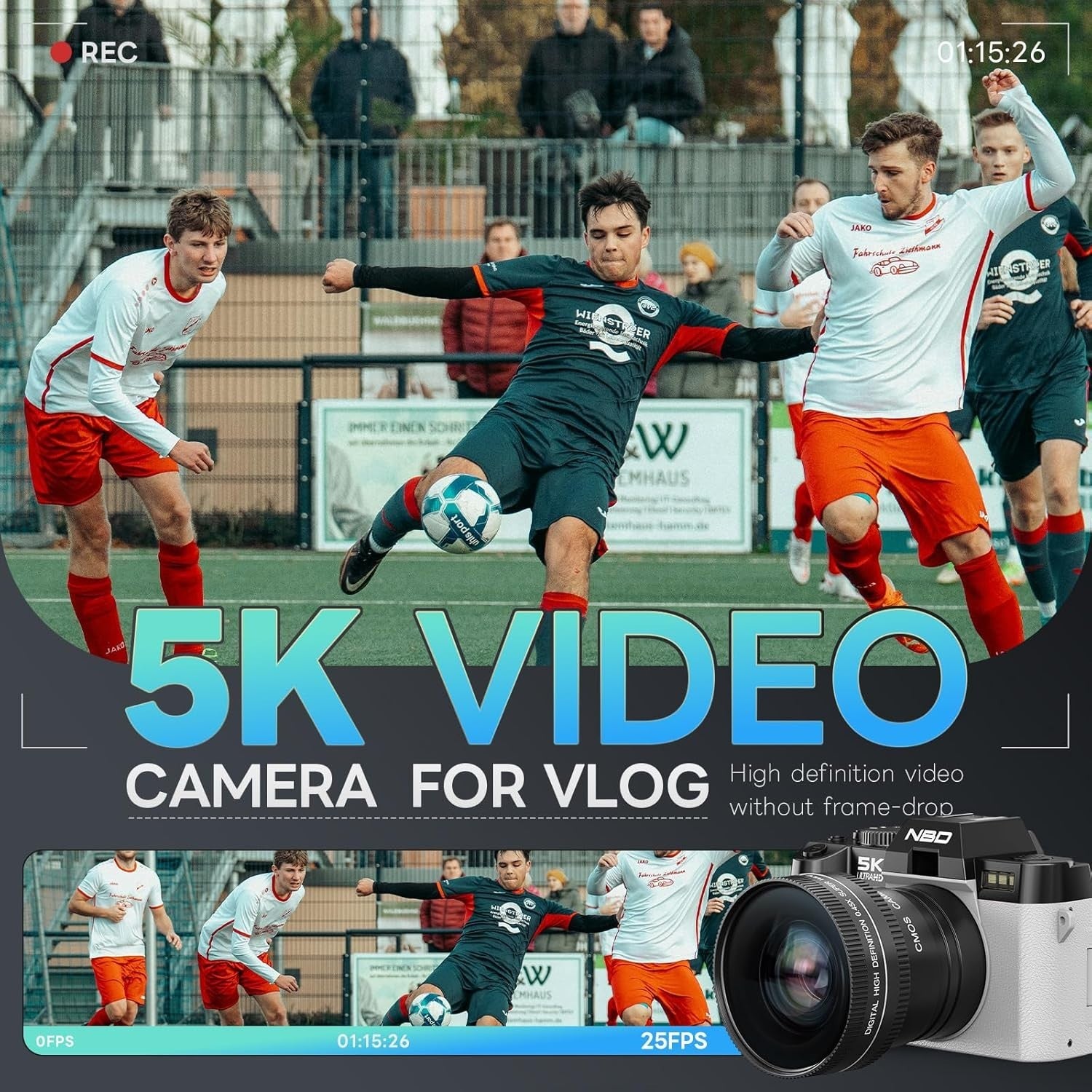 5K 64MP Vlogging Camera WiFi Flip Screen 16X Zoom White Kit