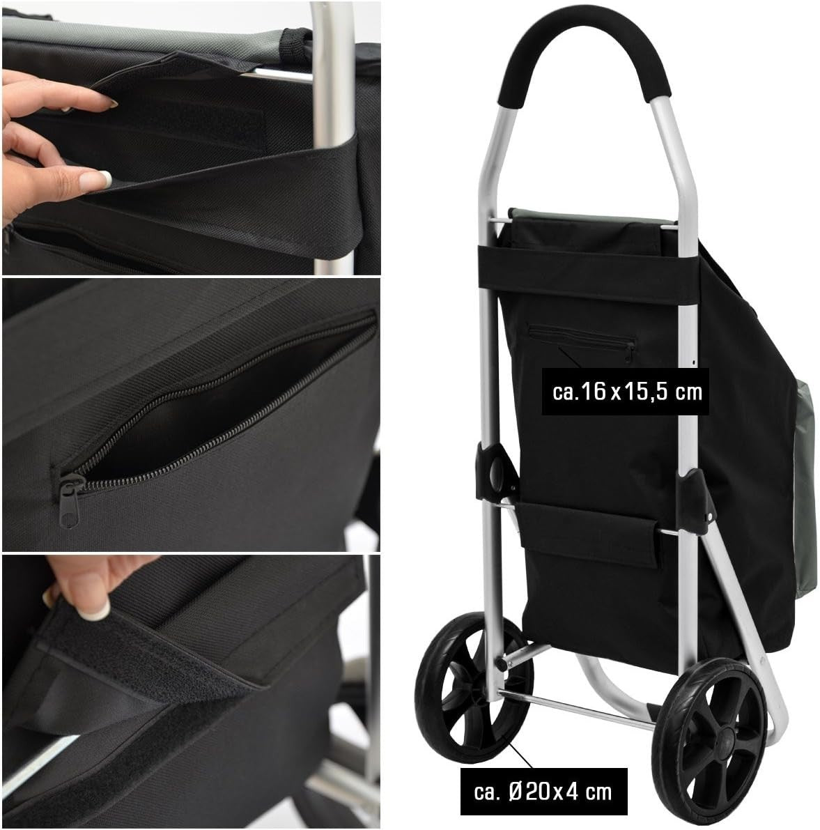 Foldable Shopping Trolley Cart 52L with Cooler Bag – Heavy Duty, Easy Transport