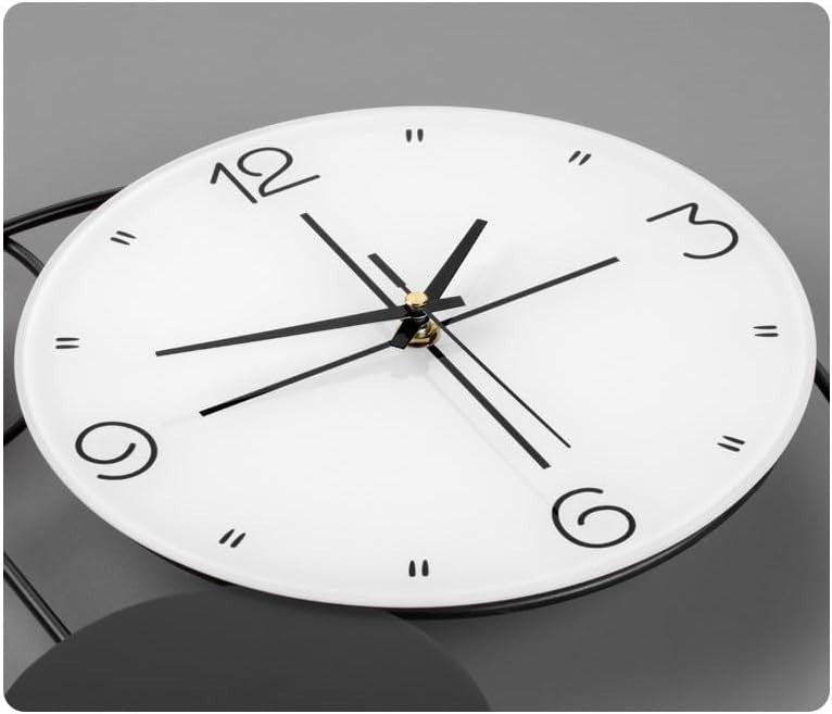 Modern Wall Clock Silent Quartz Pendulum 37x62cm Gold Black White Decor