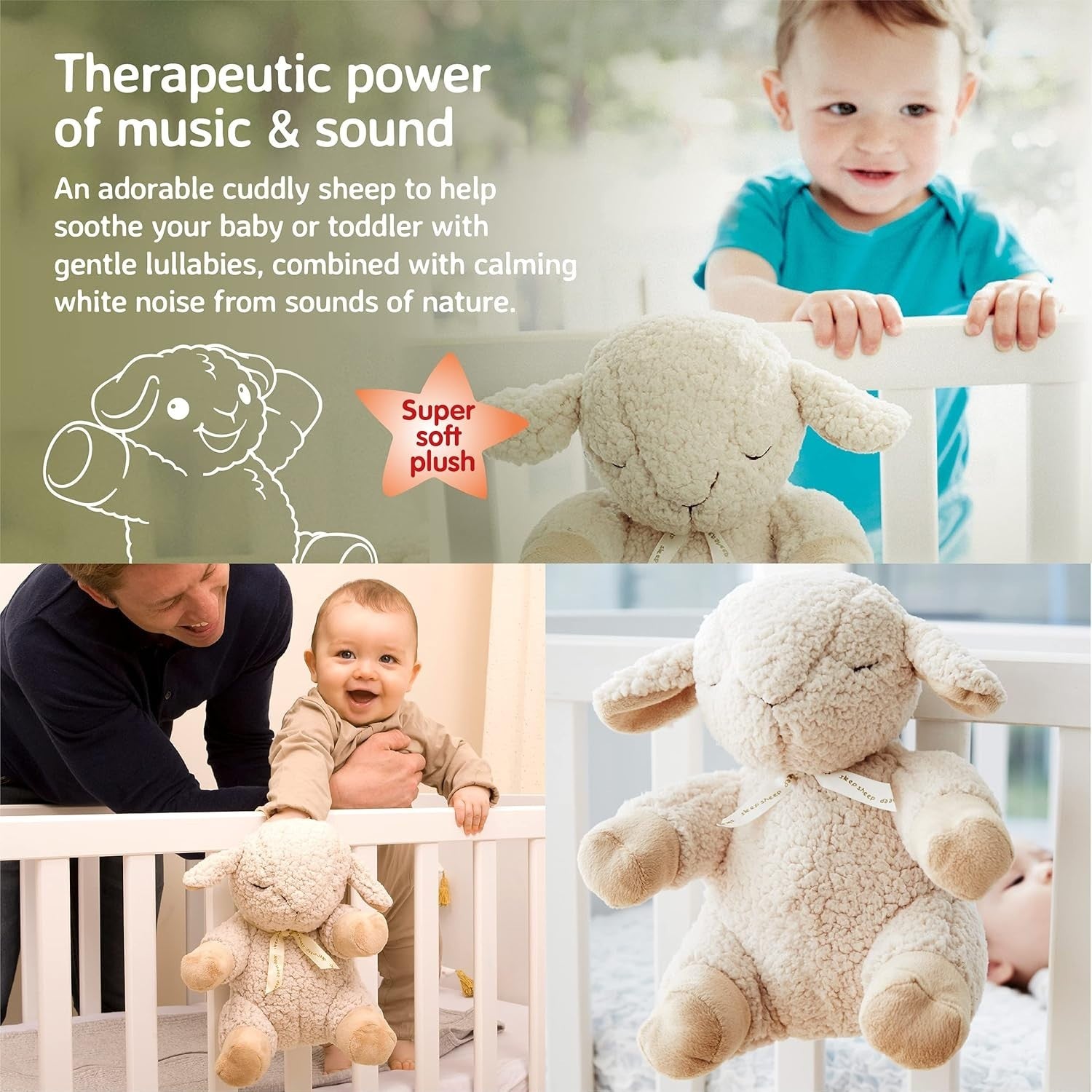 Sleep Sheep Plush White Noise Baby Sleep Aid Cuddly Anxiety Toy