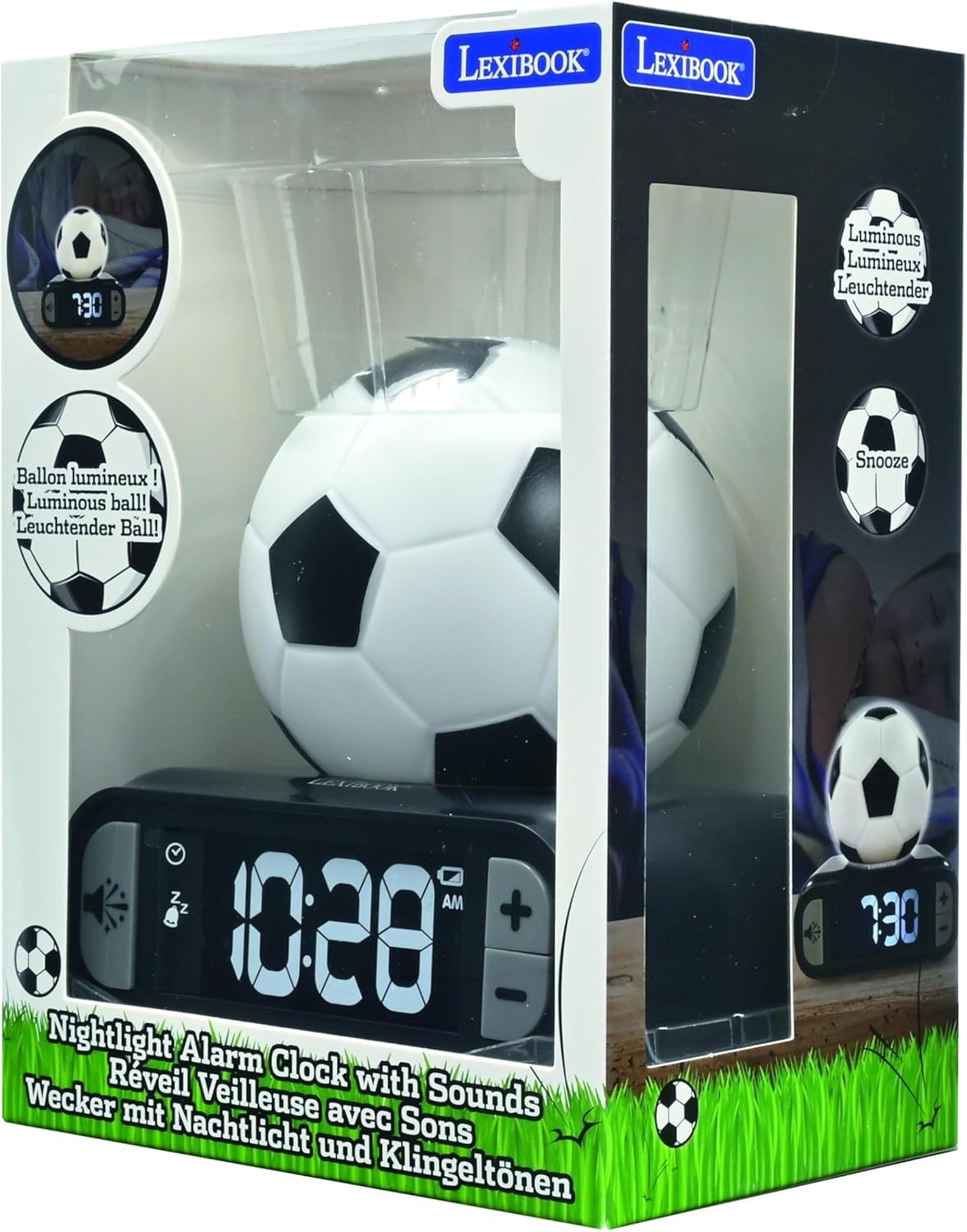 Kids Football Alarm Clock Night LED Display Snooze Sounds Bedroom Gift