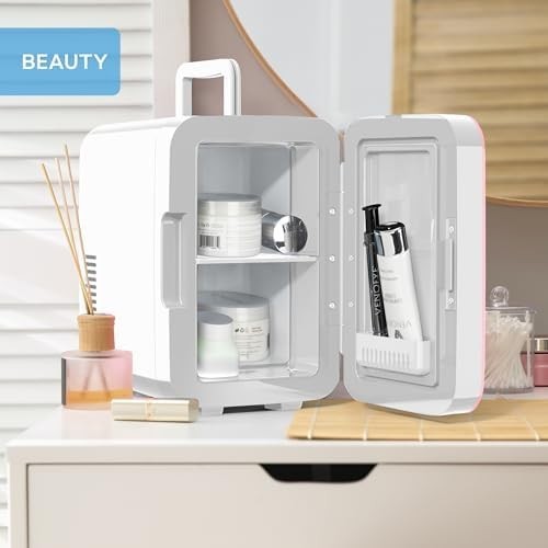 6L Mini Fridge Pink Portable Cooler and Warmer for Skincare Food Drinks