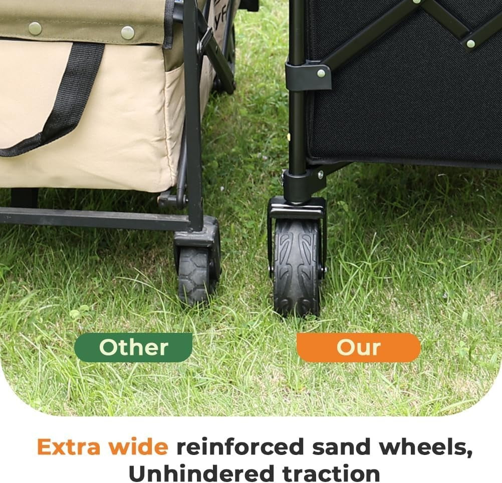 100L Heavy Duty Folding Festival Trolley Big Wheel Camping Garden Wagon 220lbs