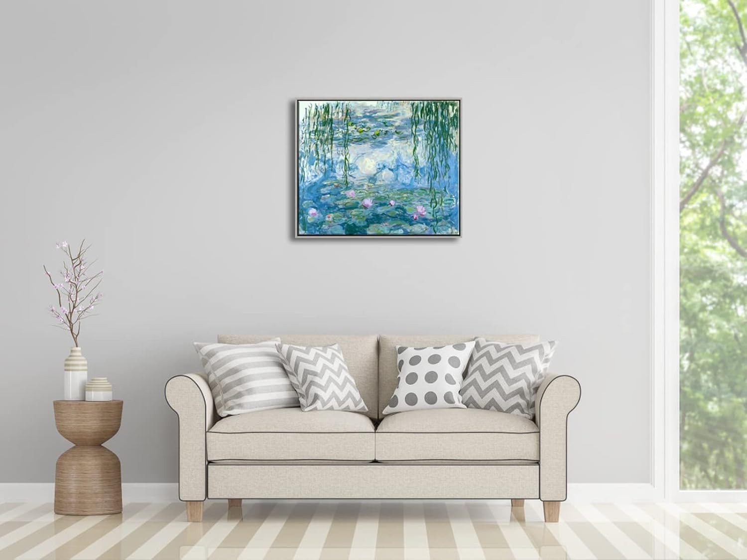 Water Lilies Canvas Wall Art Framed Monet Print Silver