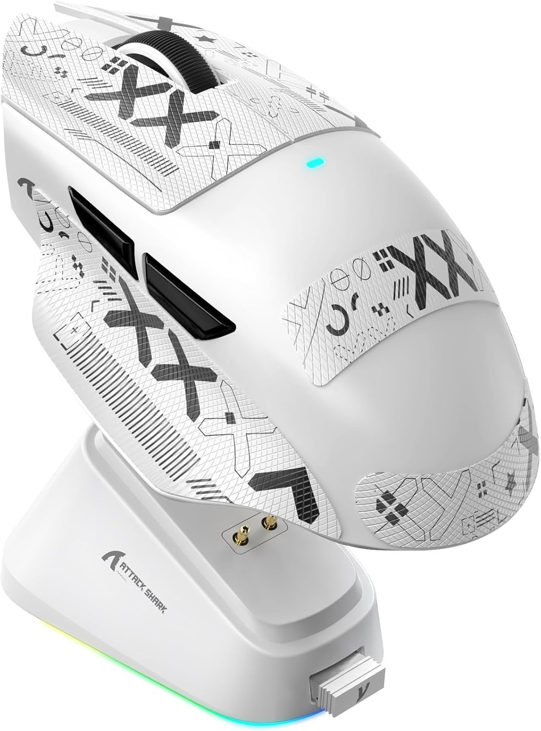 Wireless Gaming Mouse 65g 25000 DPI RGB Charging Dock White