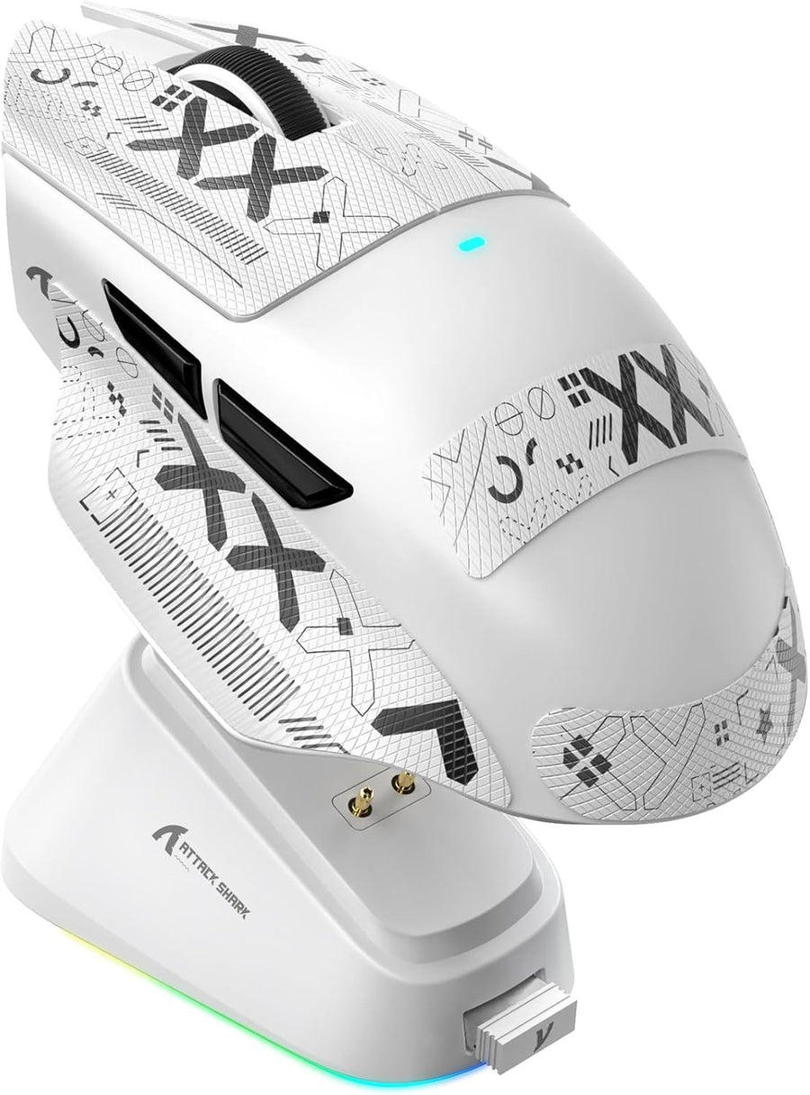Wireless Gaming Mouse 65g 25000 DPI RGB Charging Dock White