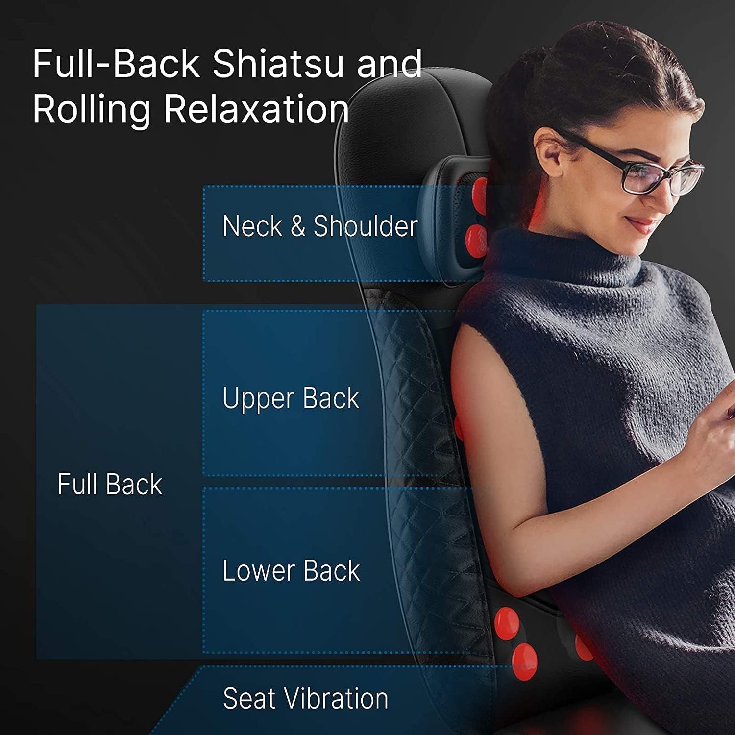 Shiatsu Back Massager with Heat Full Body Chair Pad Adjustable Neck & Vibration