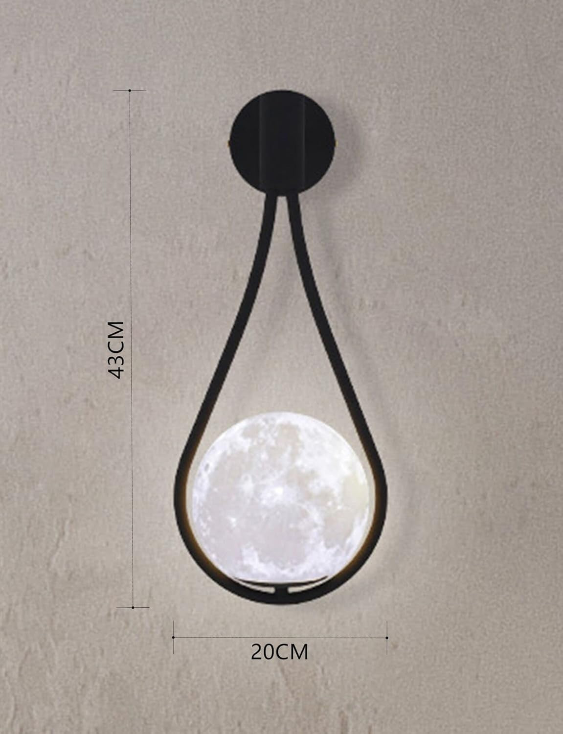 Modern Moon Wall Lights Set of 2 – Black Frame, Warm LED for Bedroom