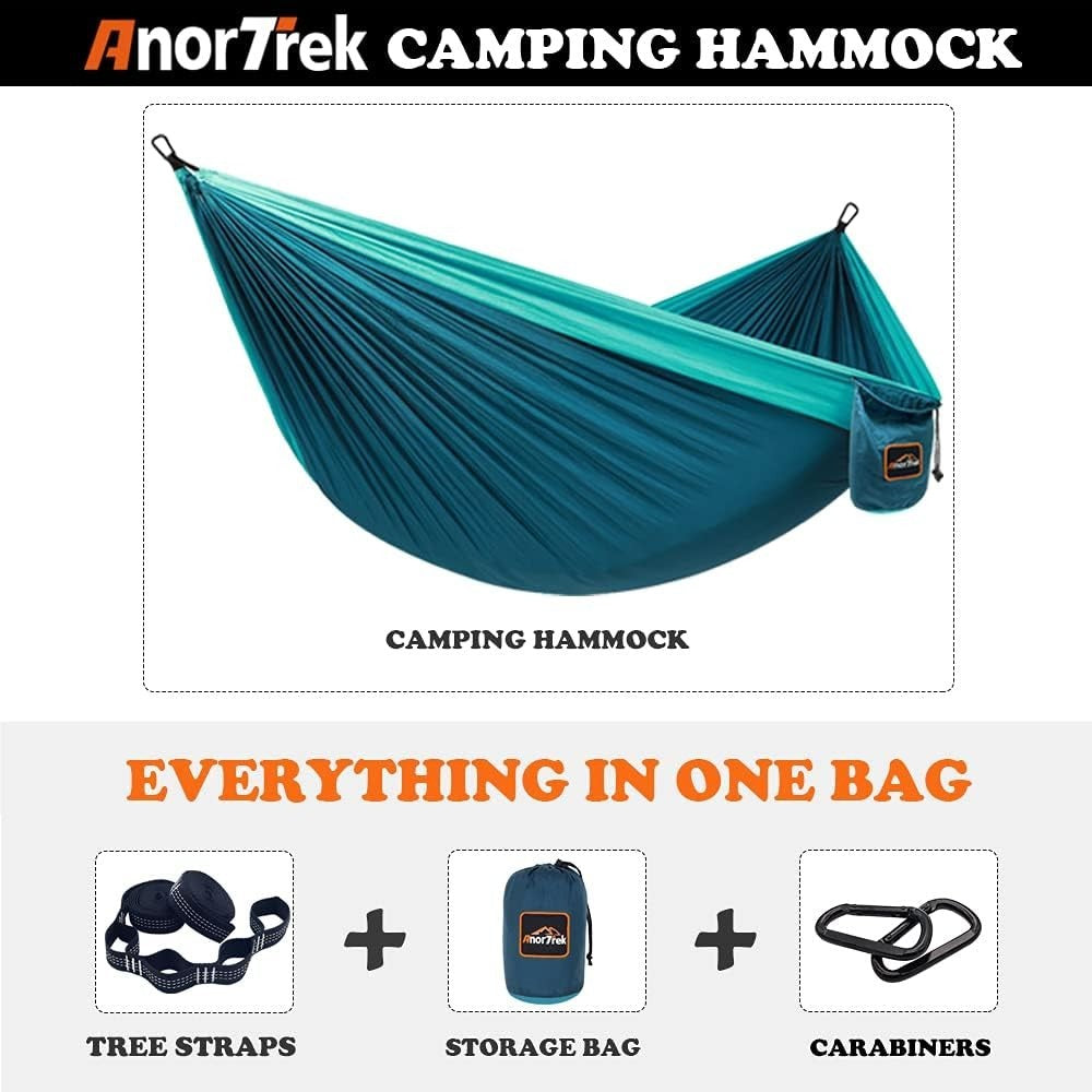 Super Lightweight Double Camping Hammock with Tree Straps, Easy Setup