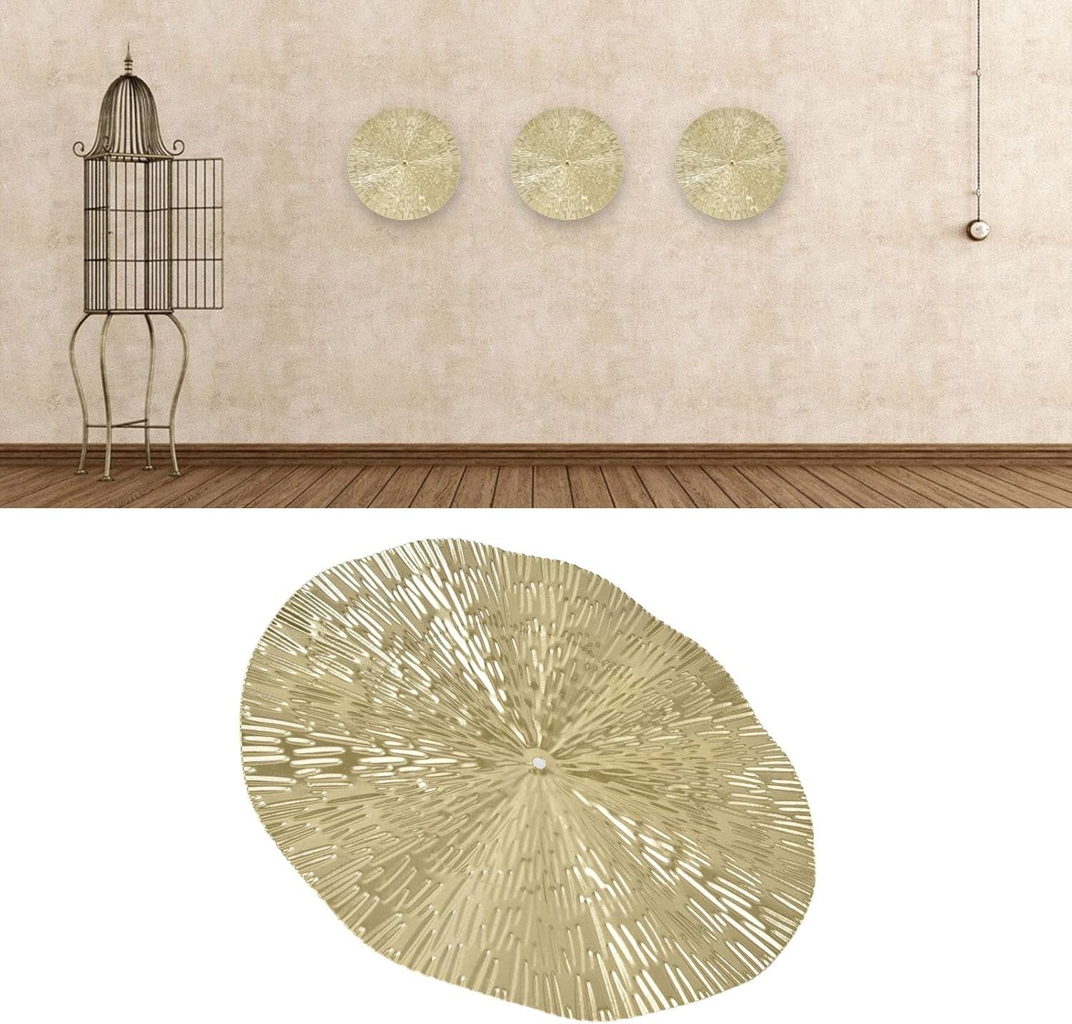Gold Round Metal Wall Decor 3D Modern Art
