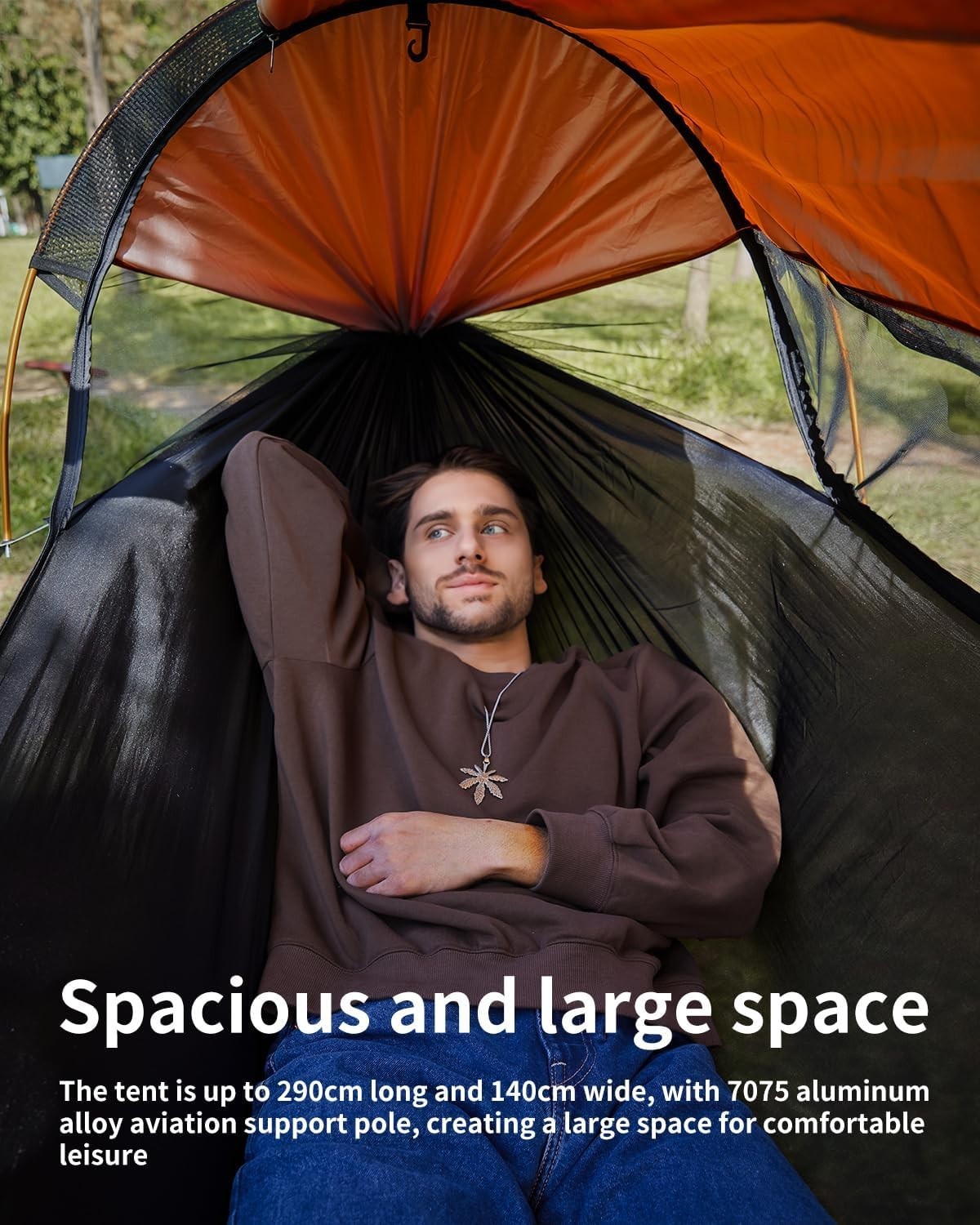Camping Hammock Tent Vitality Orange 2-Person | 290x140cm Bug Net & Rainfly