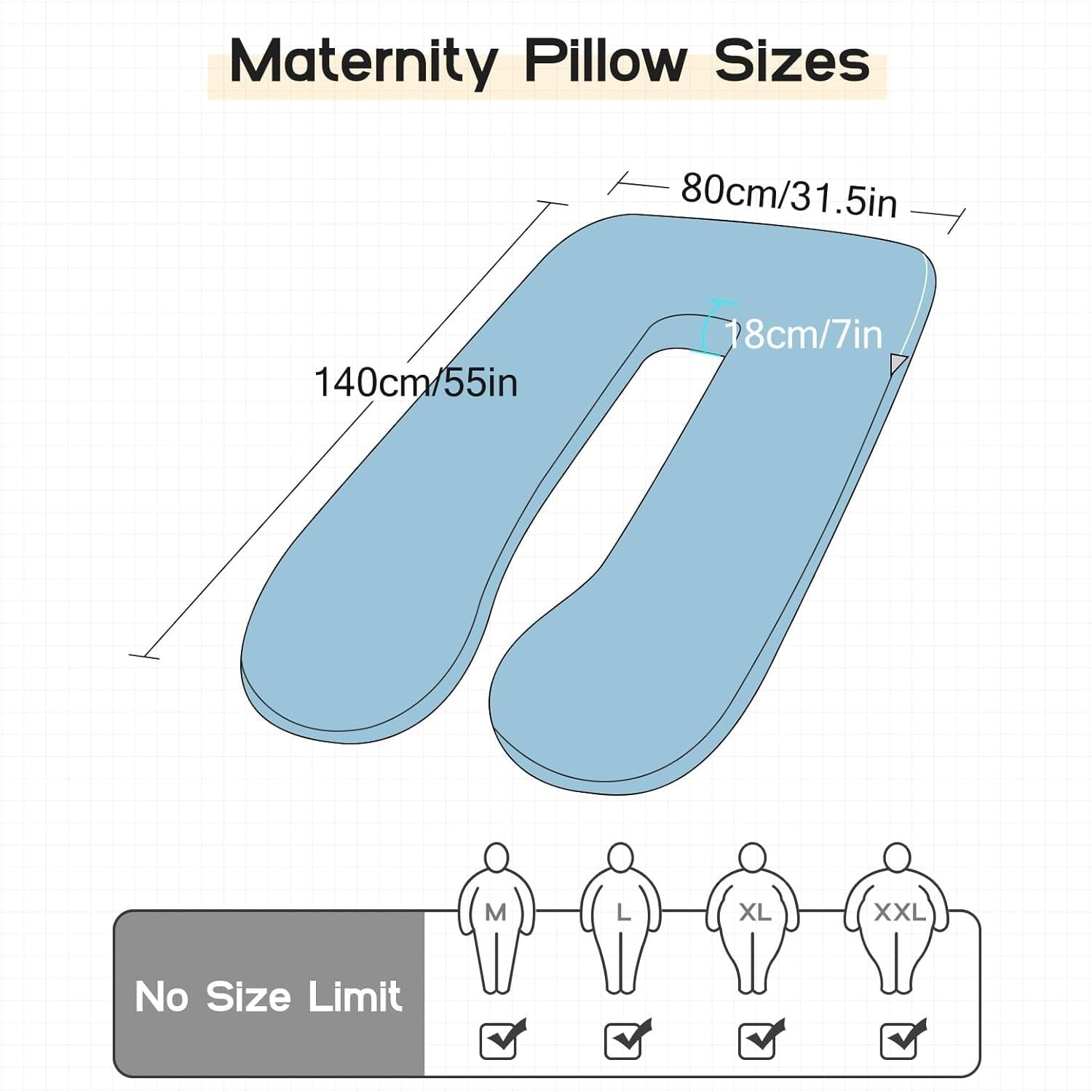 Pregnancy Pillow U Shaped Full Body Maternity Support Pillow 160x78cm Grey
