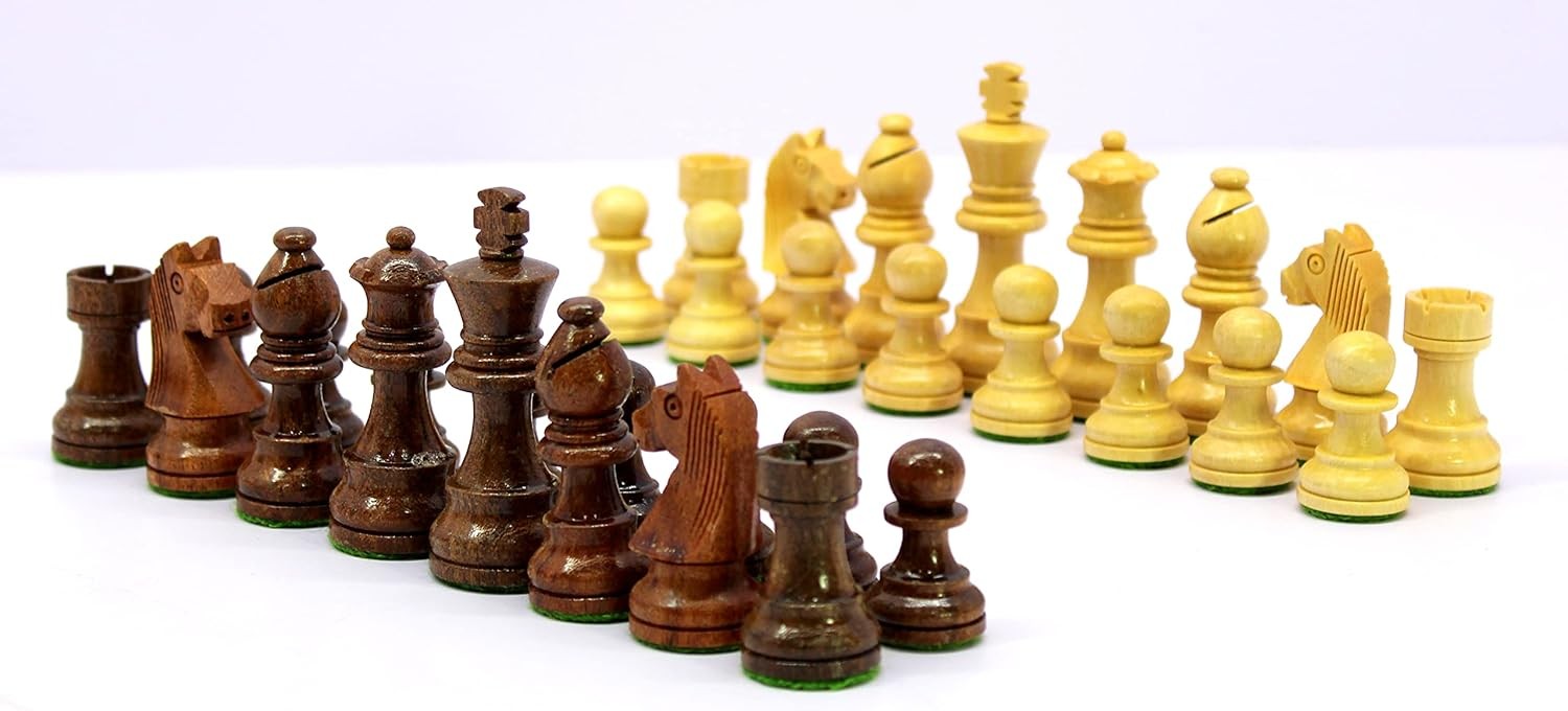 Luxury Wooden Staunton Chess Pieces | 4" King Handcrafted Set for 10–16" Boards