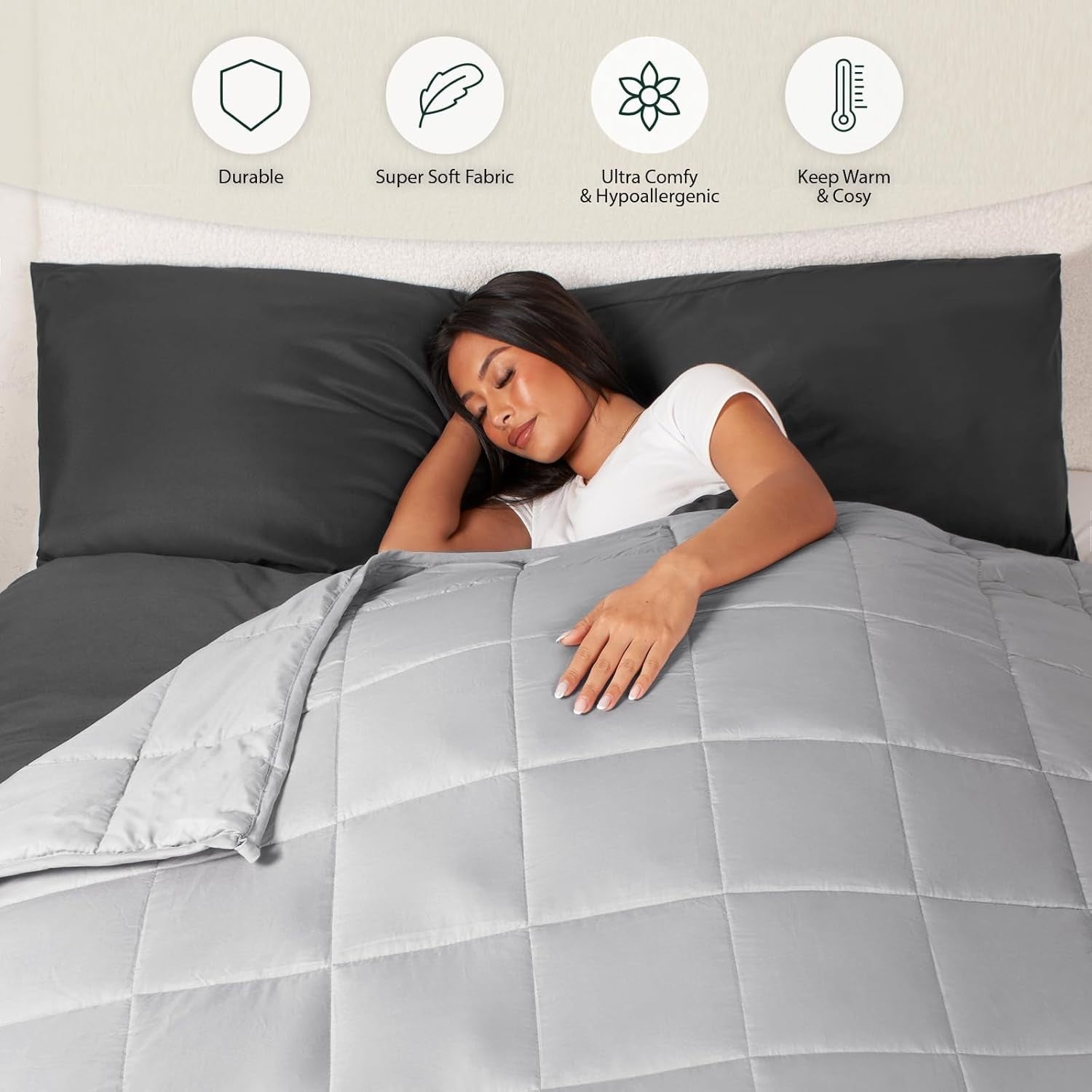 Weighted Blanket Adults Silver Grey 4kg 125x150cm Calming Sleep Aid