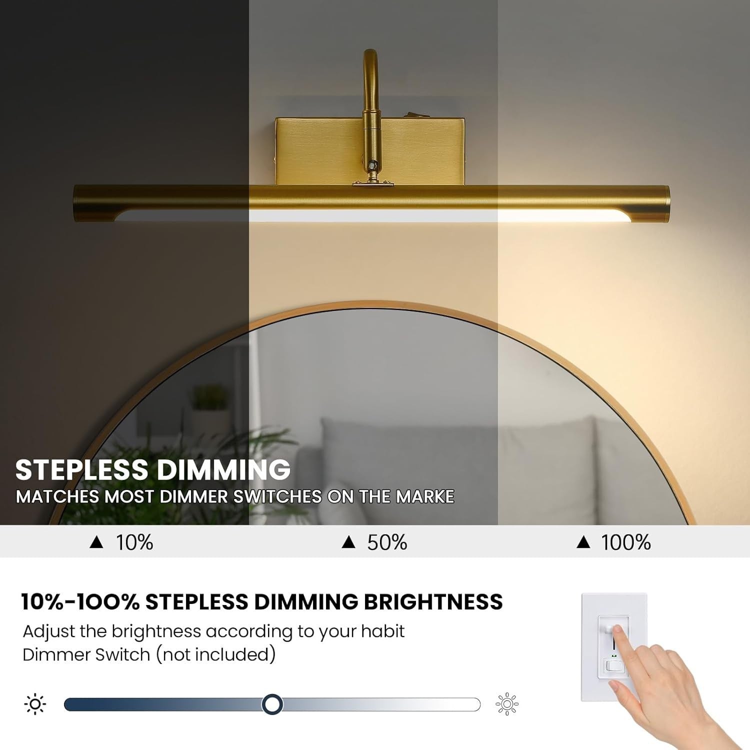 Adjustable Gold LED Picture Light 40cm | 8W Energy-Saving Wall Lamp for Art