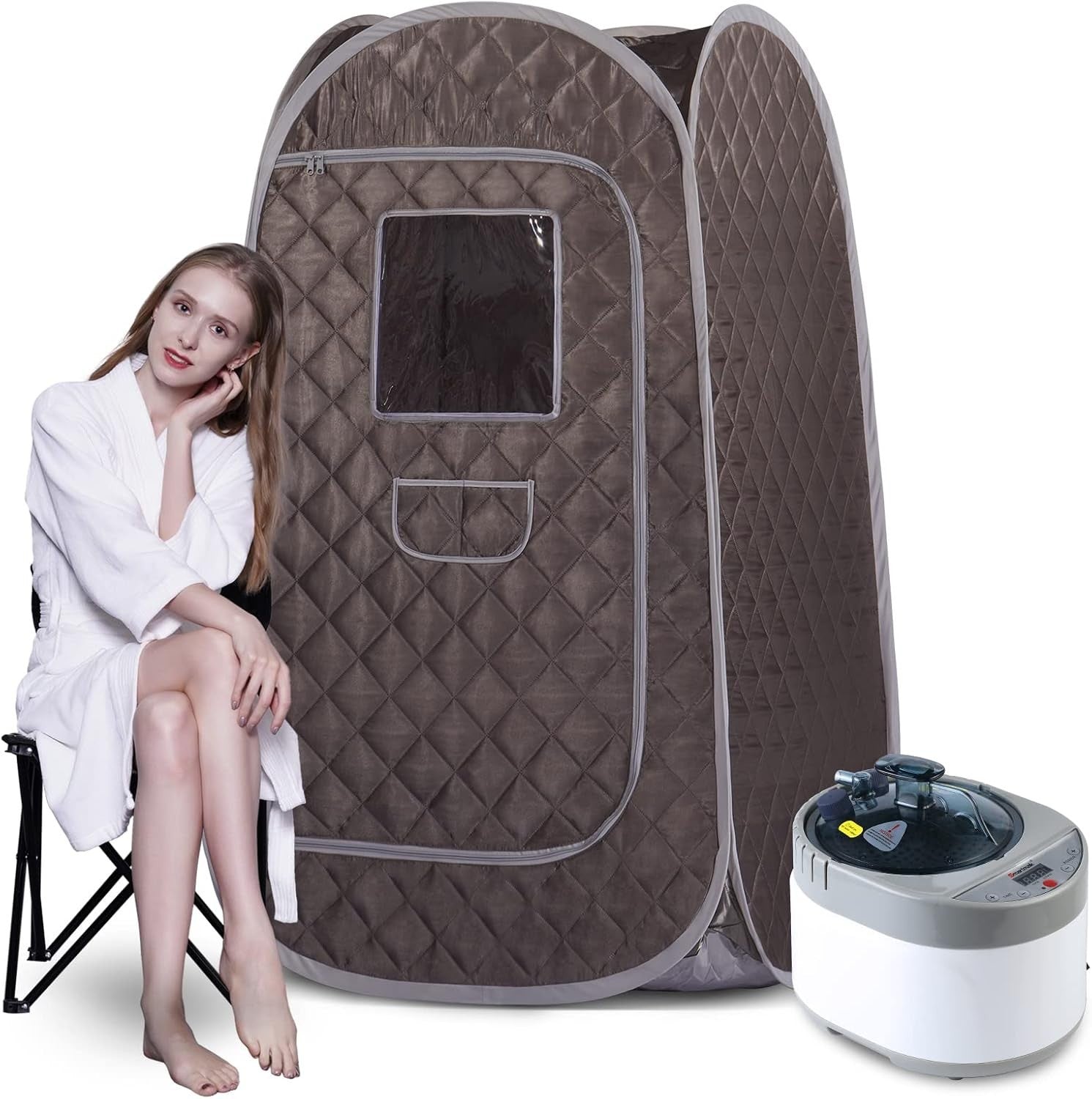 Full Size Portable Steam Sauna Home Spa Set 4L 1600W Fast Heat Detox Tent Chair