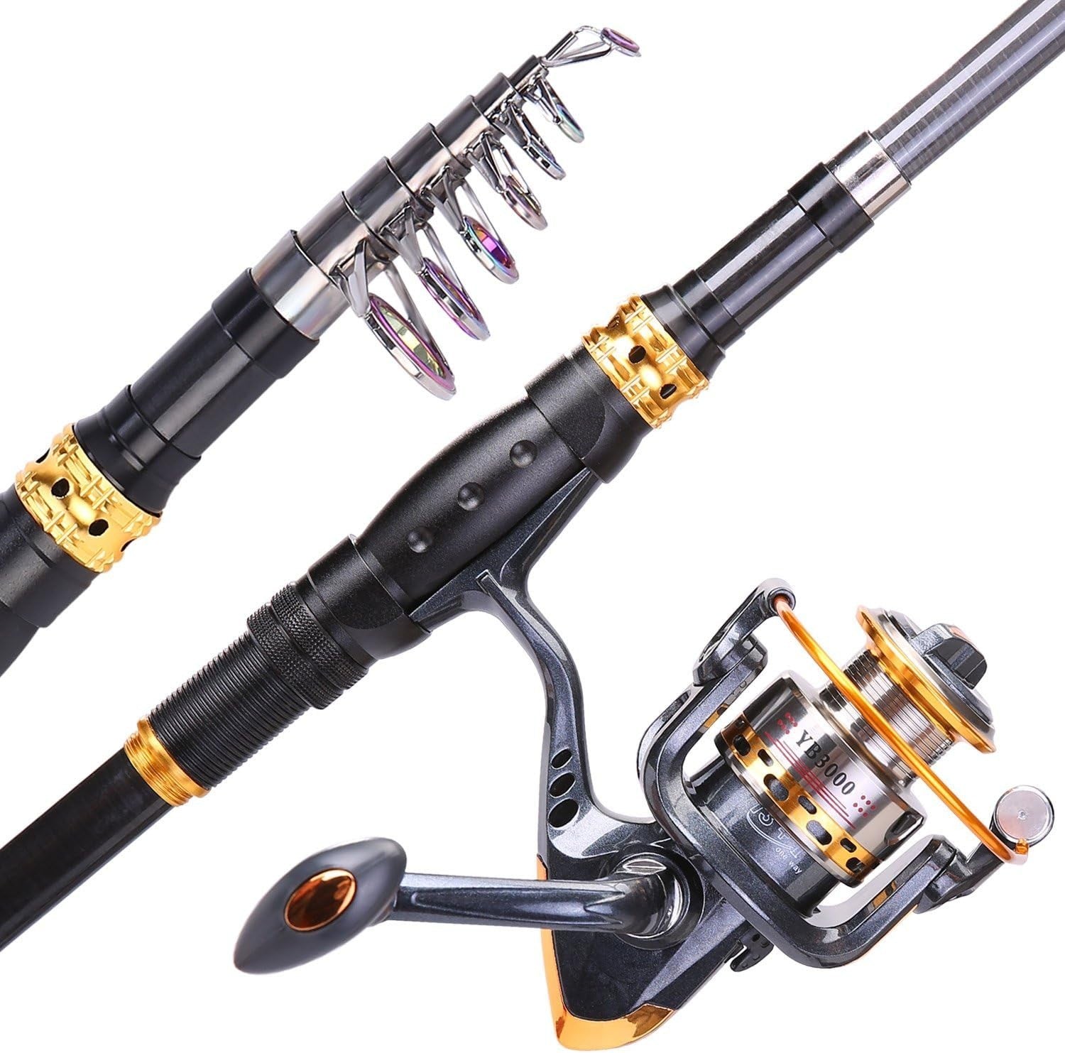 Telescopic Carbon Fiber Fishing Rod & Reel Combo for Travel Beginners