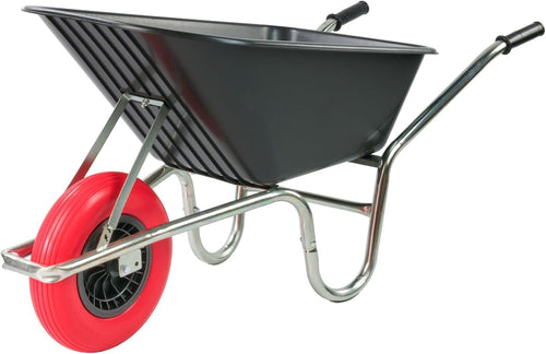 110L Garden Wheelbarrow – Black Plastic Tub w/ Steel Frame Reinforced Tyre 150kg