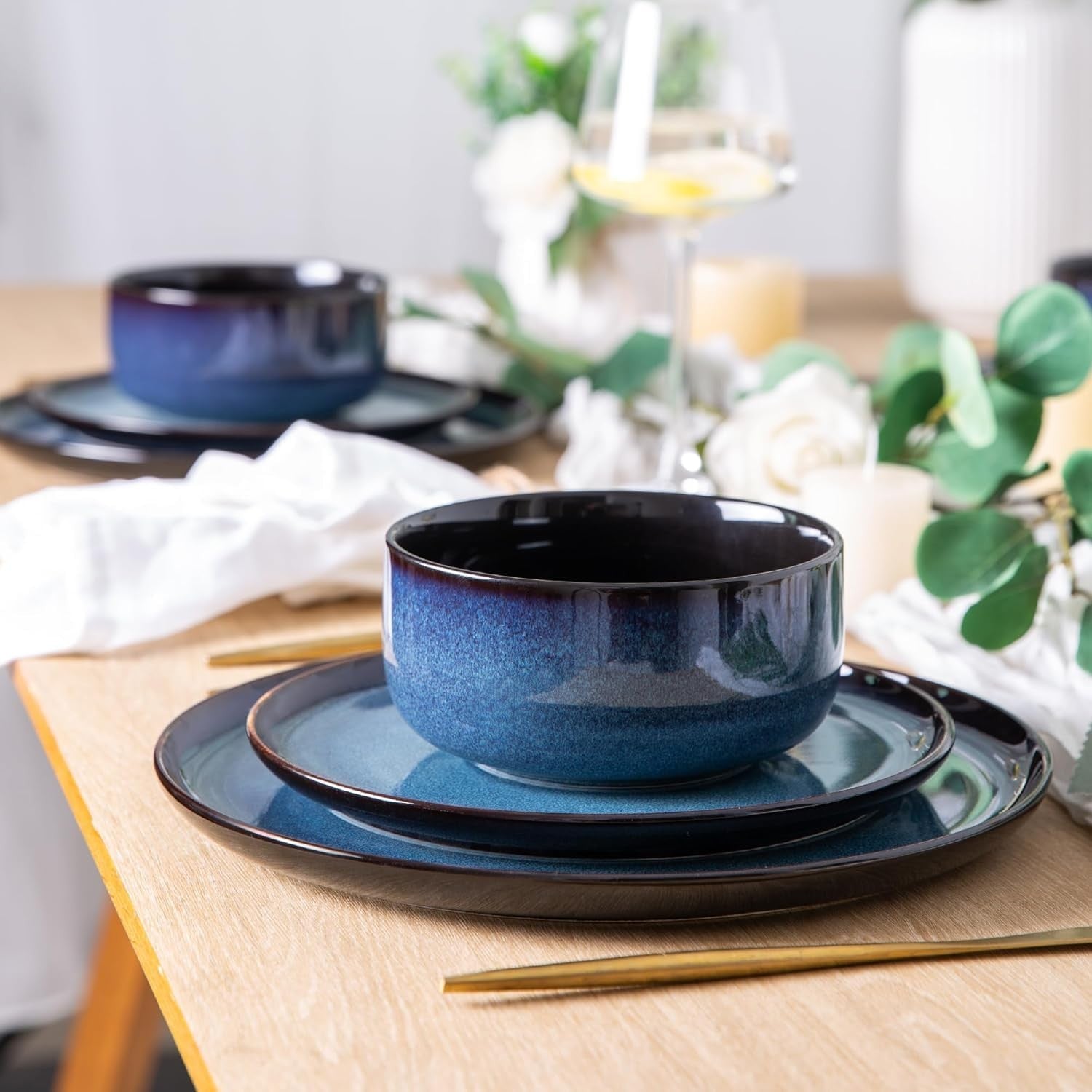 18pc Stoneware Dinner Set Chip Scratch Resistant Dishwasher Microwave Safe