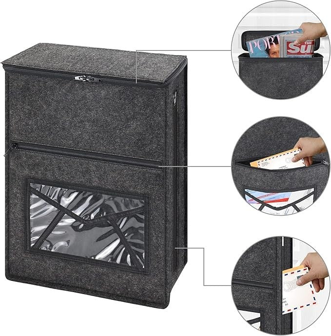 Wall Mounted Felt Mail Catcher – Lockable, Pet-Safe, Fits Standard Doors