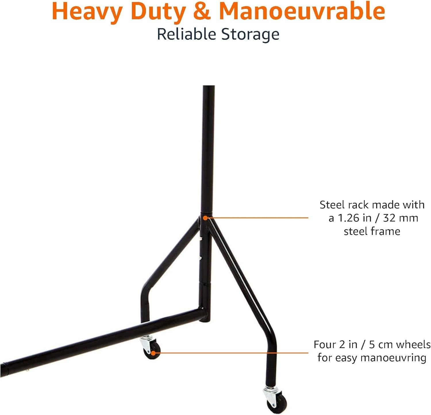 Heavy Duty Clothes Rail 1.21×1.52m Garment Rack Black