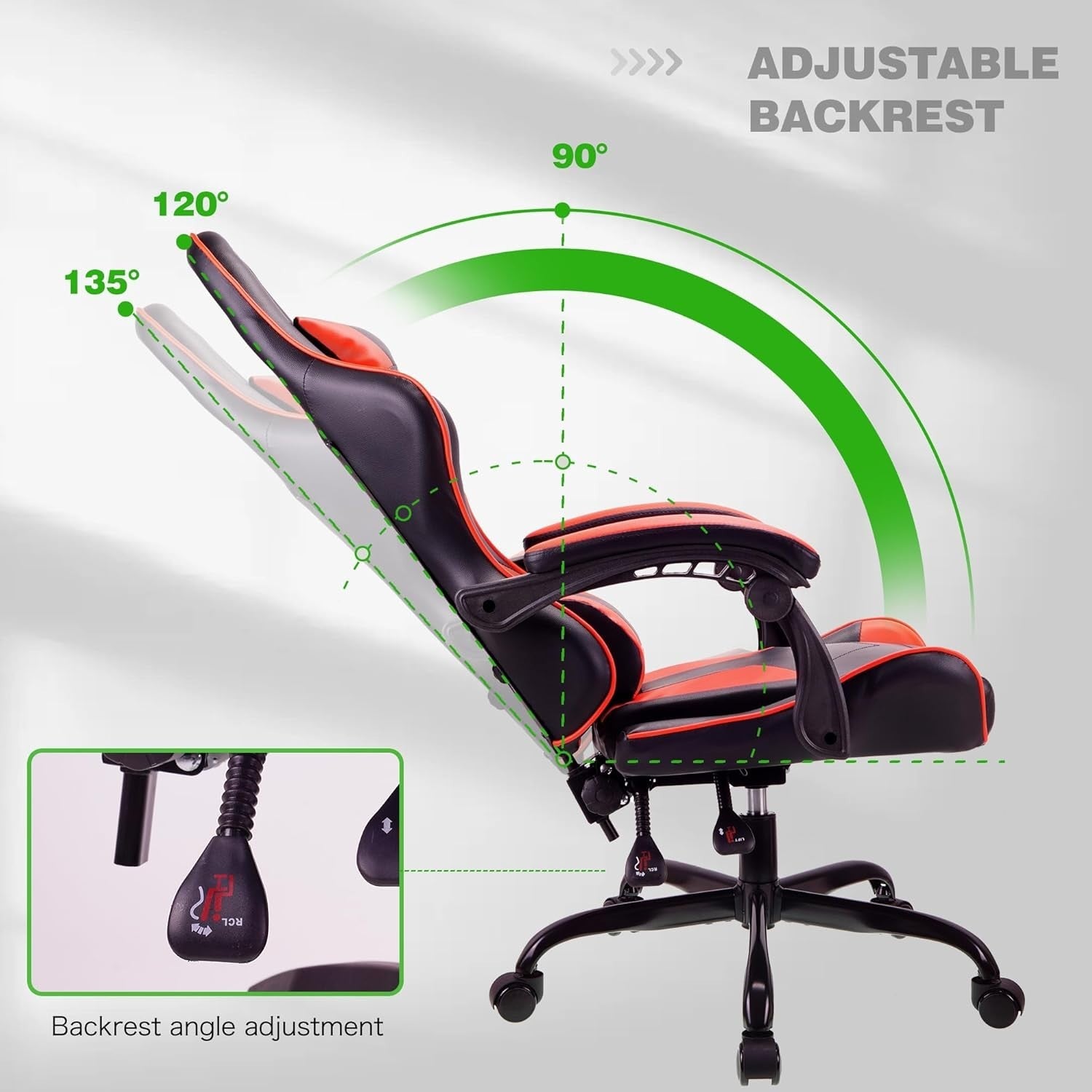 Ergonomic Mesh Office Chair with Arm Rest Head Support Swivel Red 150kg Weight L