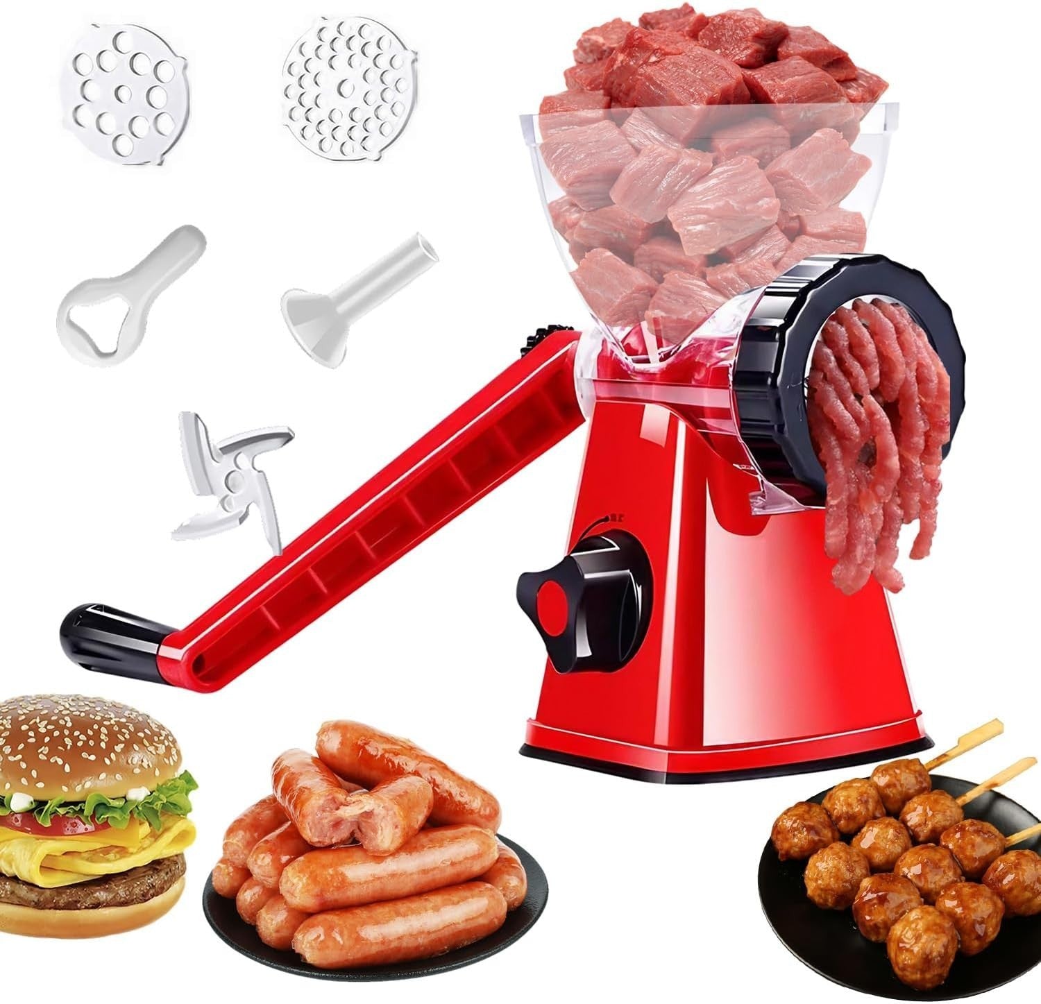 Manual Meat Grinder Sausage Maker Mincer Hand Crank Heavy Duty Red