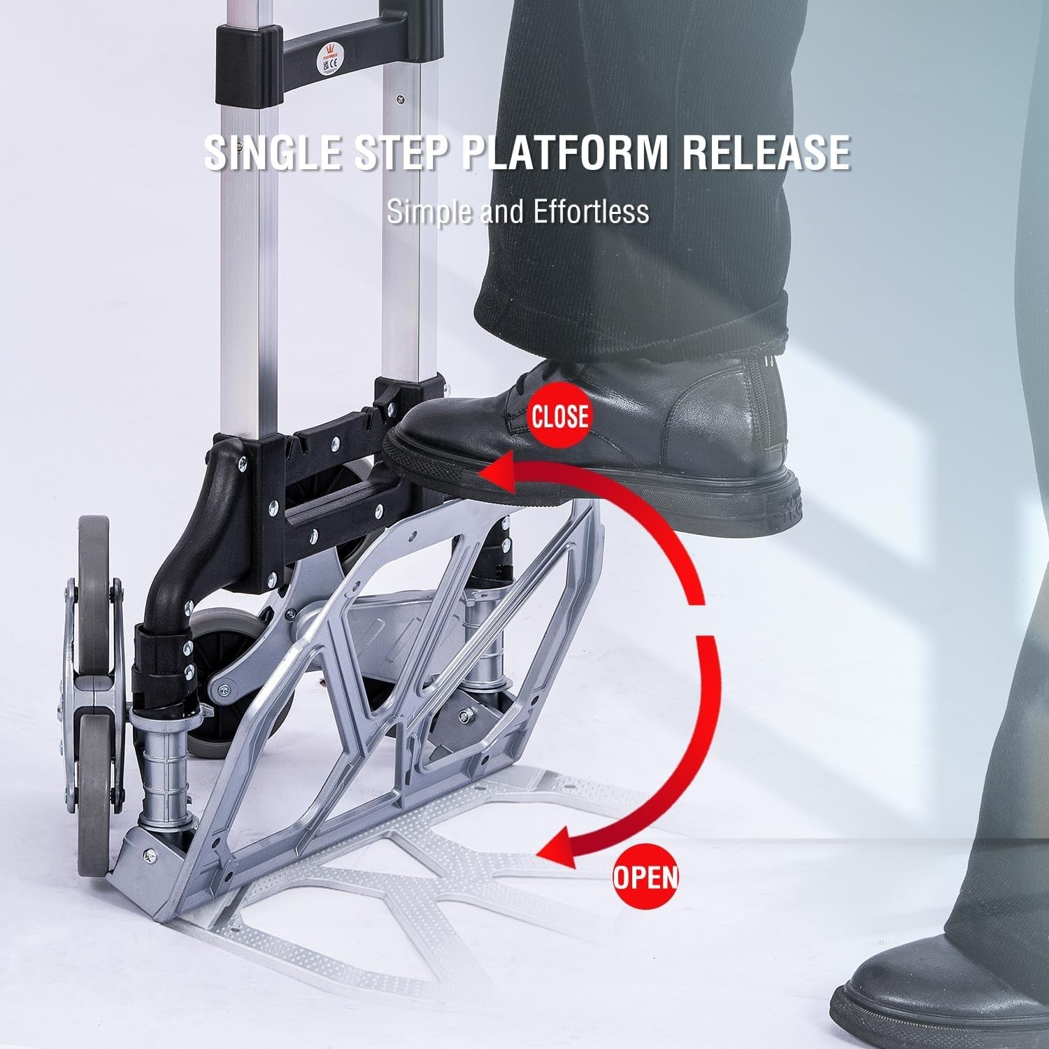 Folding Hand Truck Stair Climbing Trolley Aluminium 70kg Adjustable Wheels