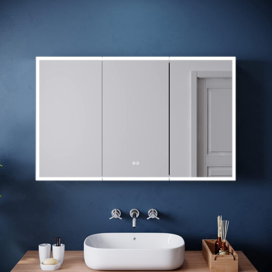 LED Bathroom Mirror Cabinet 1050x650mm Bluetooth Shaver Socket Storage