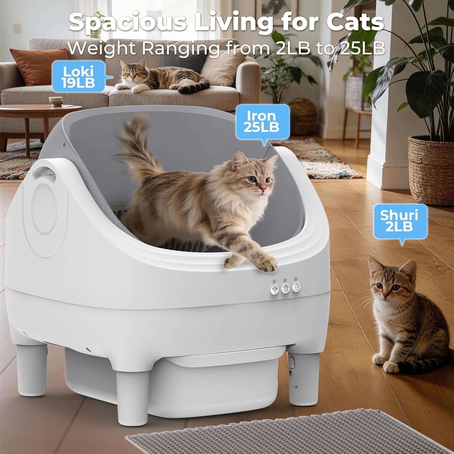 Self Cleaning Cat Litter Box Automatic APP Control Large Odor Free Bin