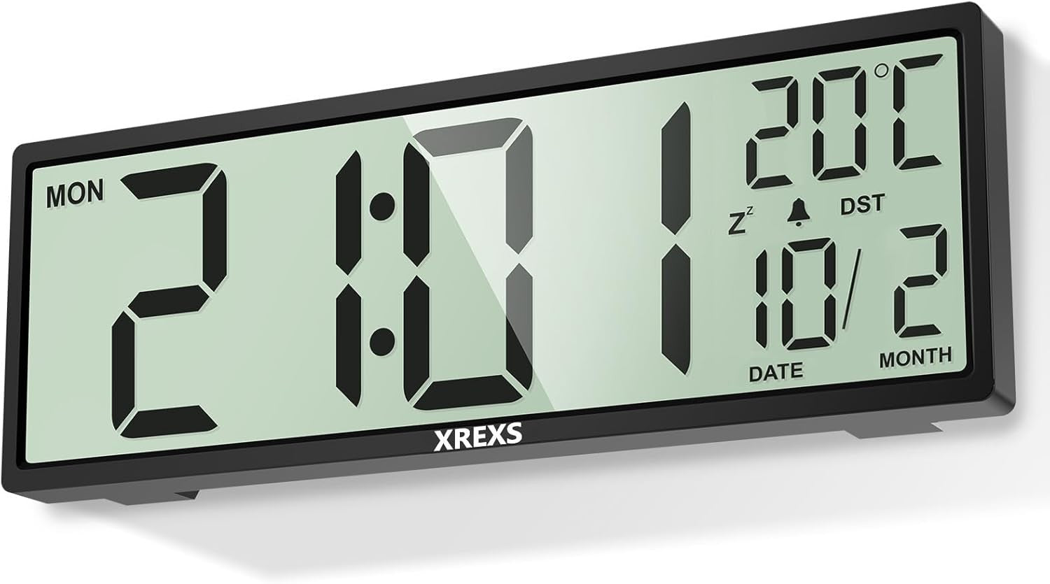 Large Digital Wall Clock Jumbo Display Temp Date Alarm Auto-DST 14.5" Modern