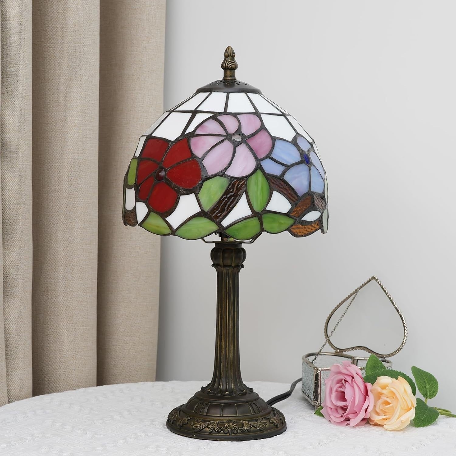 Stained Glass Tiffany Table Lamp 20x20x36cm Bedside Light Decor