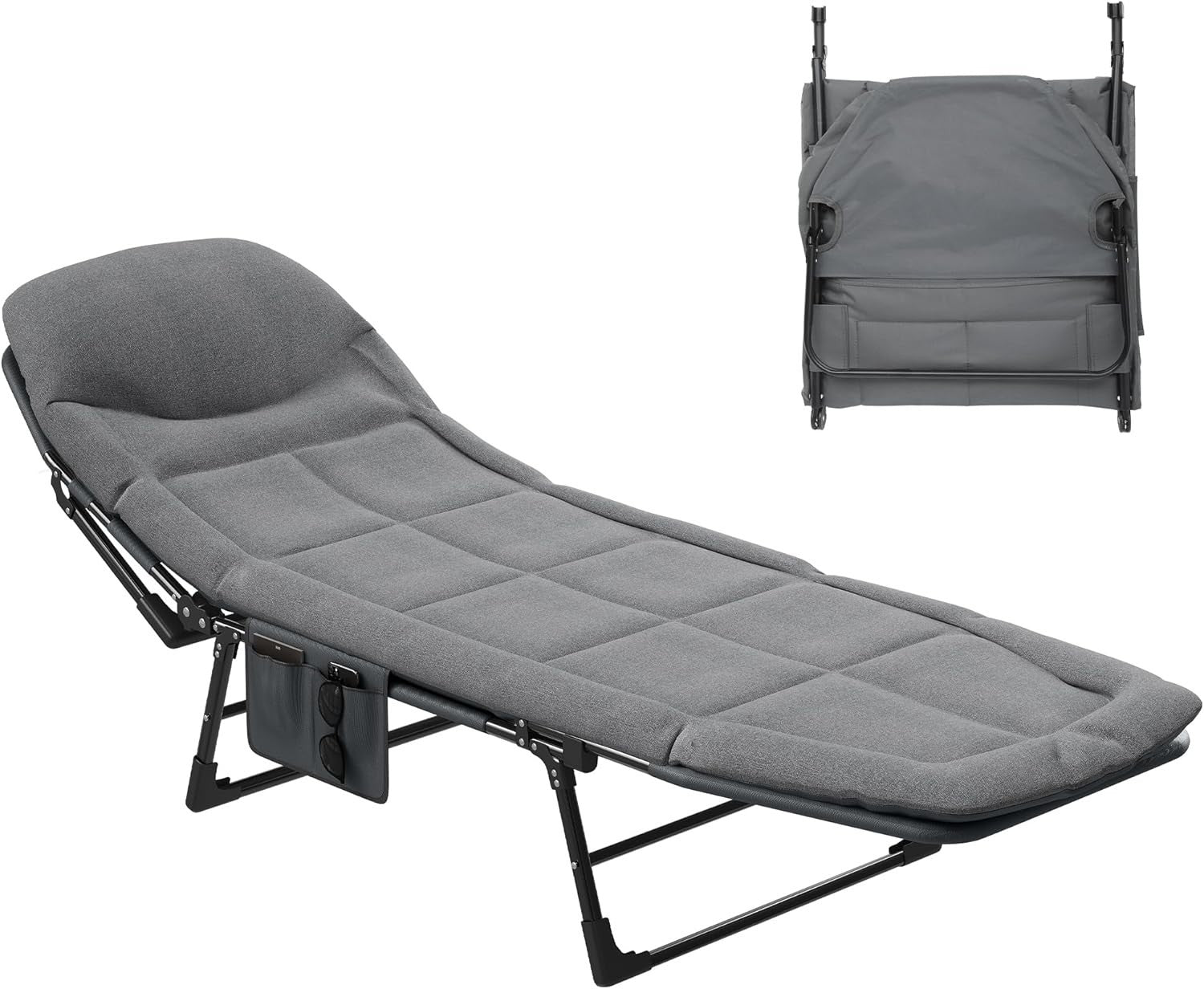 Adjustable Folding Sun Lounger with Cushion – 200kg Load, 4-Position Recline