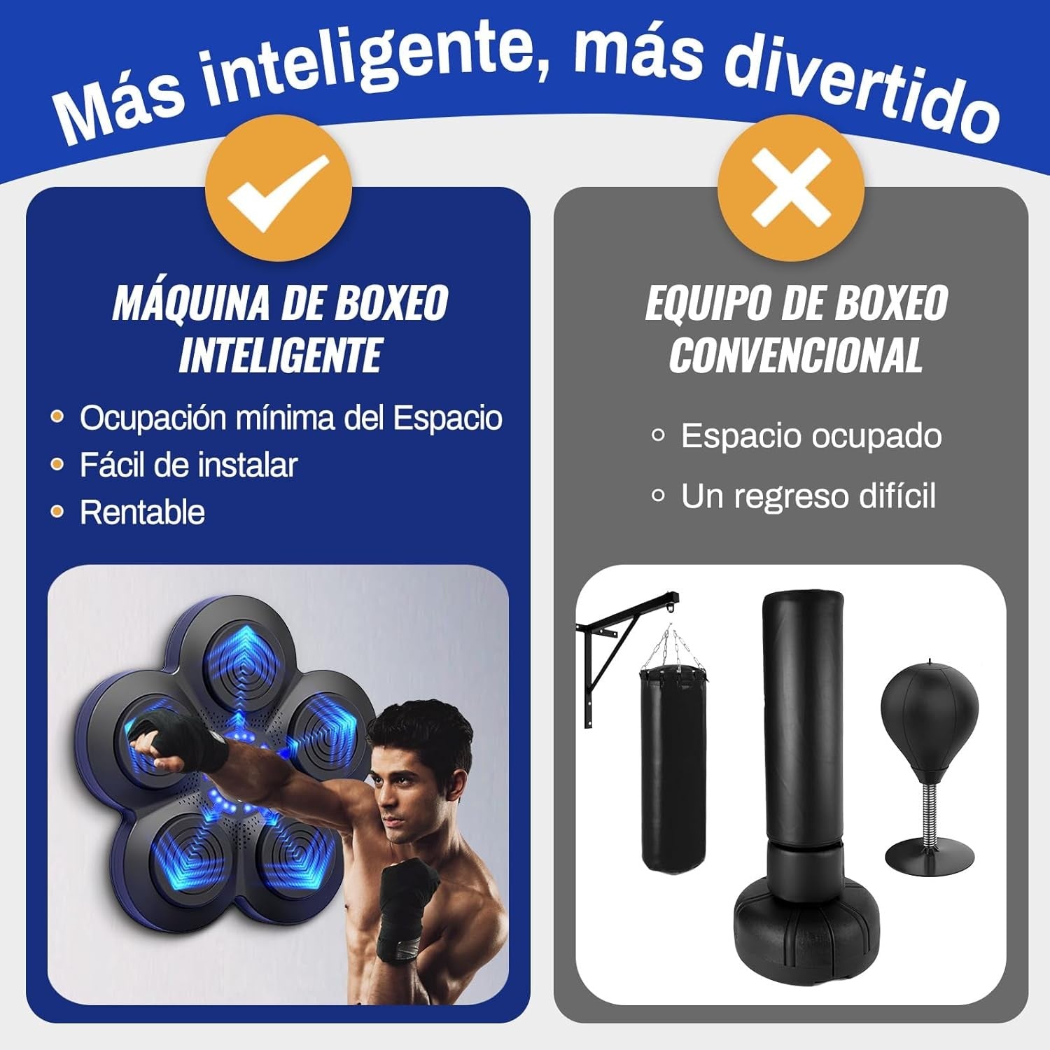Music Boxing Machine Bluetooth LED Wall Pad Training Blue Lights Black