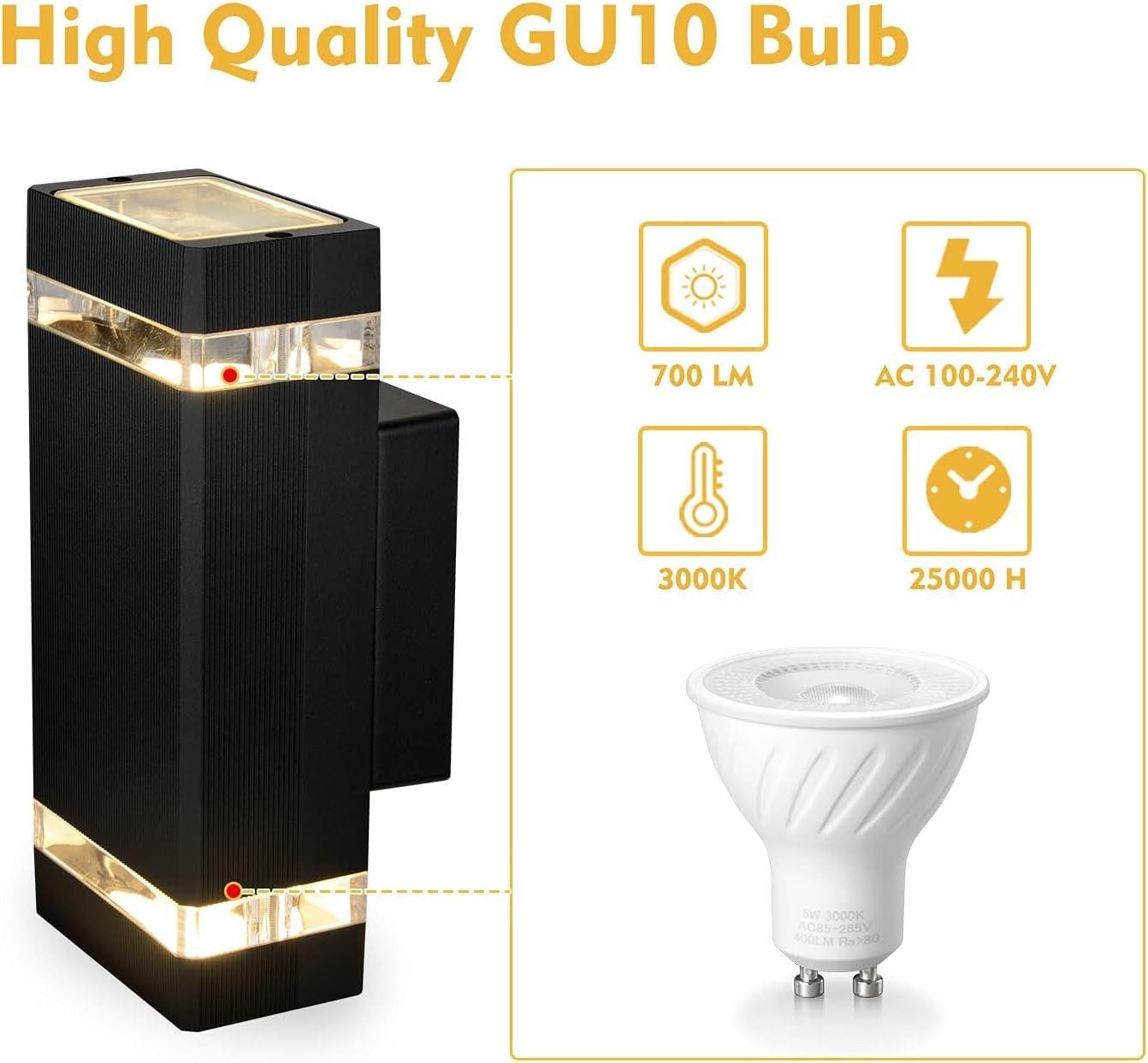 Waterproof Outdoor Wall Lights IP65, Up Down LED Porch Sconce 3000K