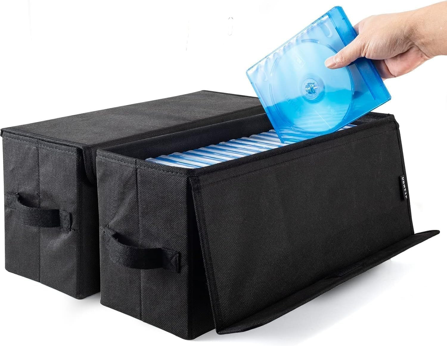 2 Pack DVD Storage Boxes Foldable Media Organizer Cases 200 Disc Black