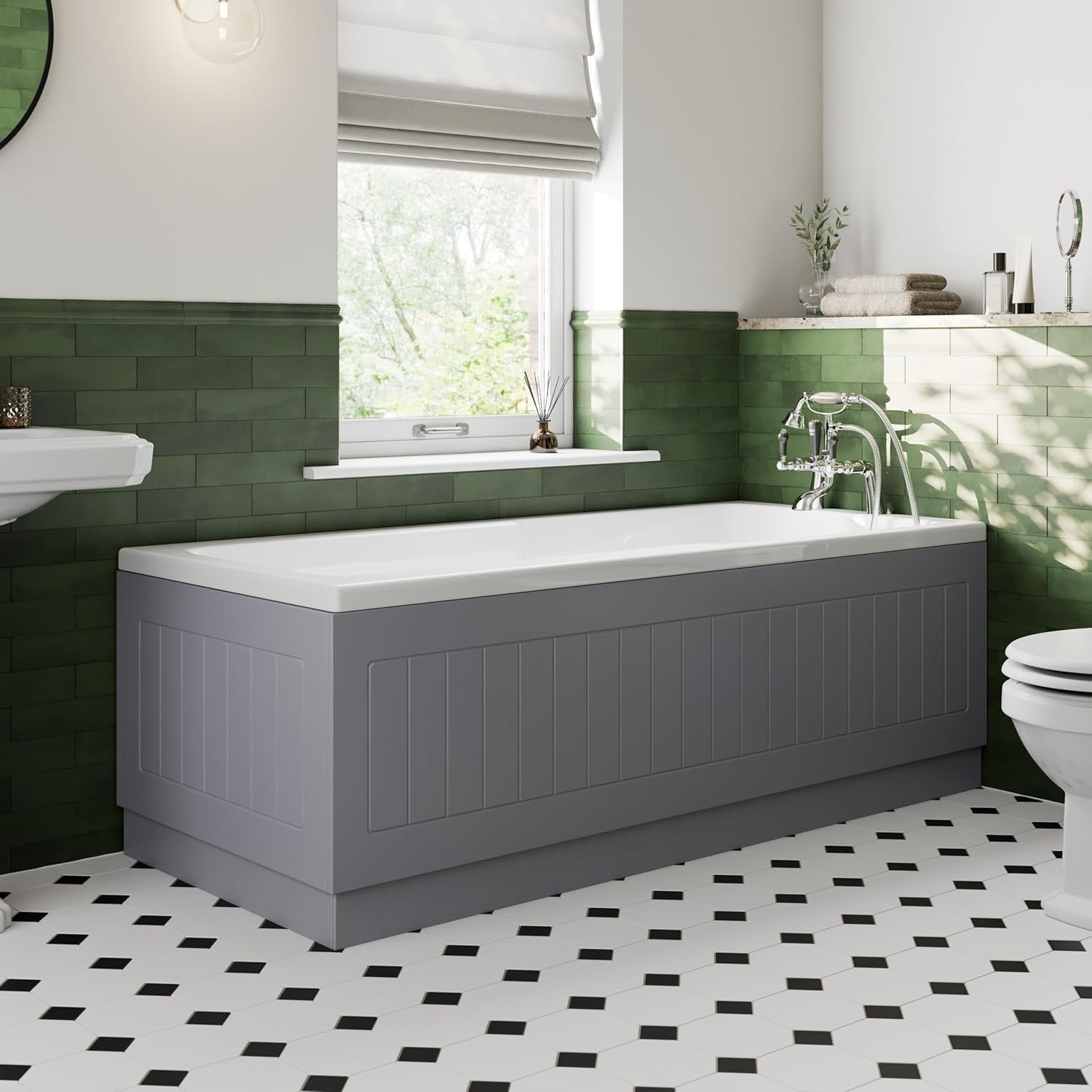1700mm Grey Gloss MDF Front Bath Panel Tongue & Groove with Adjustable Plinth