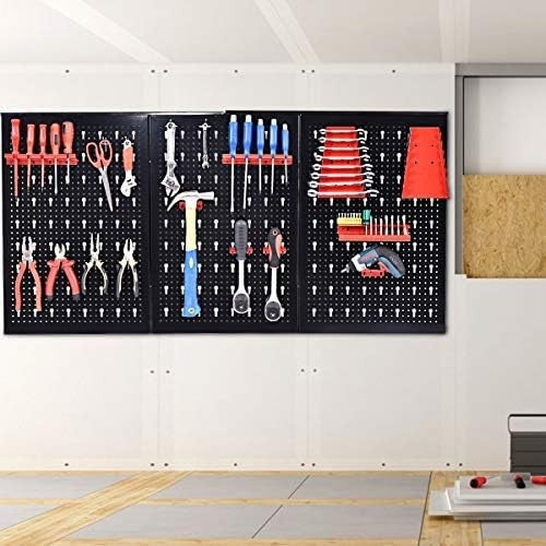 Wall-Mount Pegboard Kit 3PCS Alloy Steel 120x60cm w/ Hooks & Tool Racks