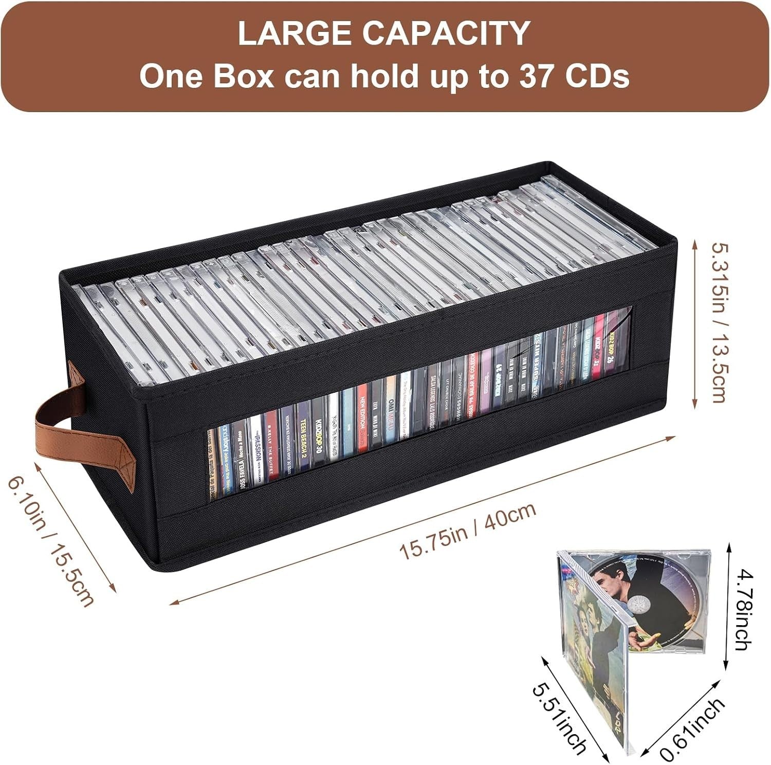 4 Pack CD Storage Boxes with Lid Stackable Organizer Holds 140 CDs