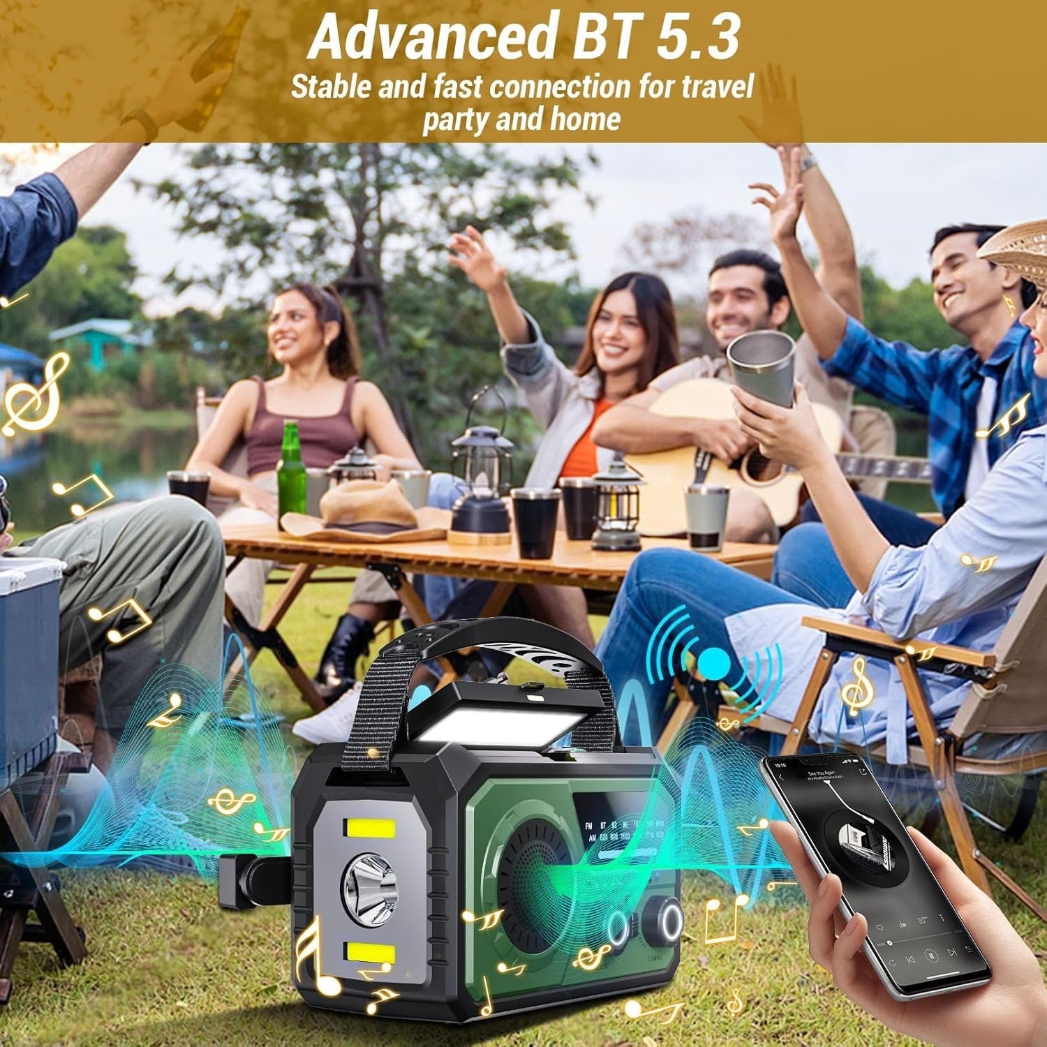 Emergency Wind Up Solar Radio 27000mAh Power Bank AM/FM Torch Army Green
