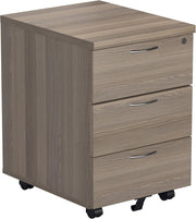 Lockable 3 Drawer Mobile Filing Cabinet Pedestal Office Storage Grey Oak