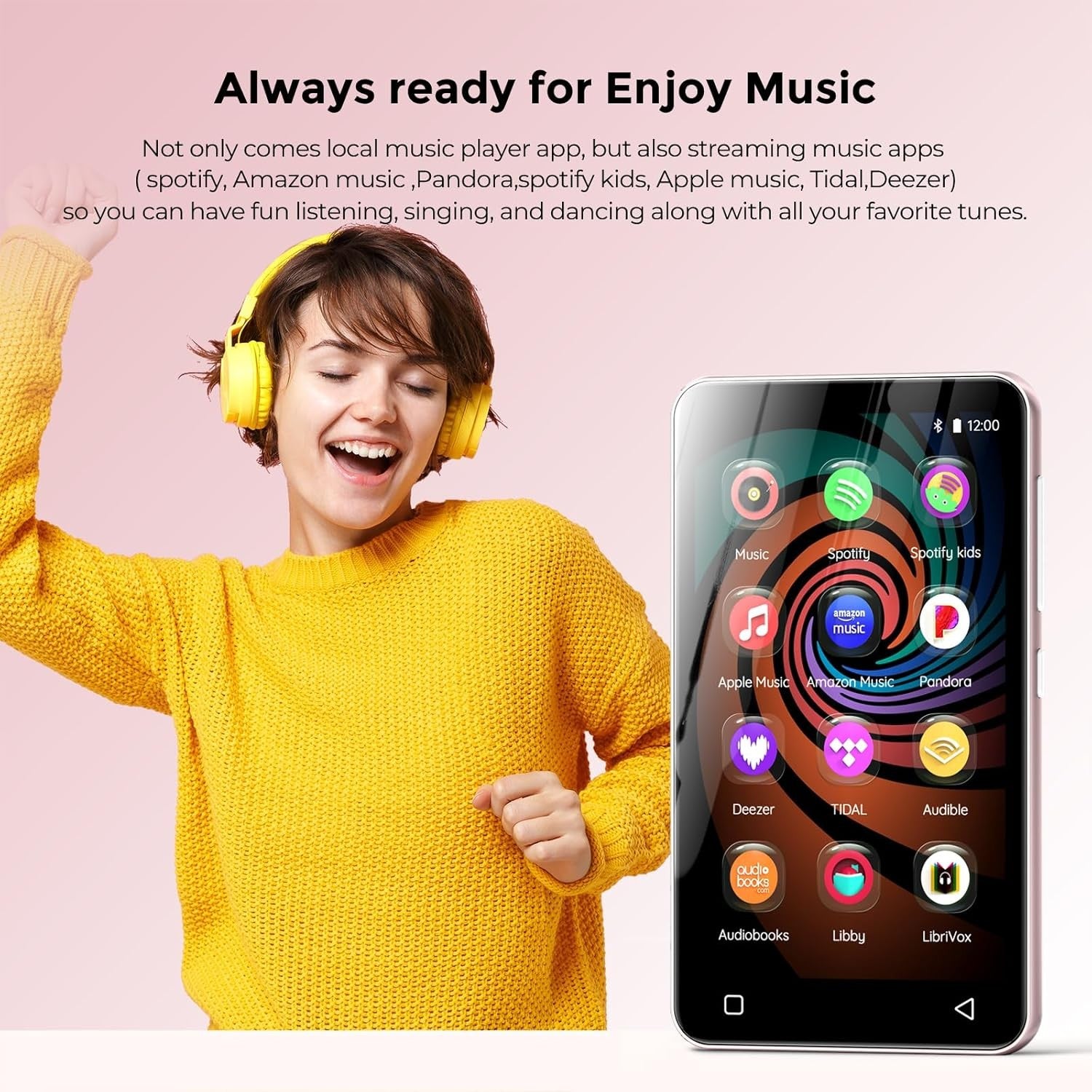 160GB MP3 MP4 Player Pink White 4" Touch WiFi Bluetooth