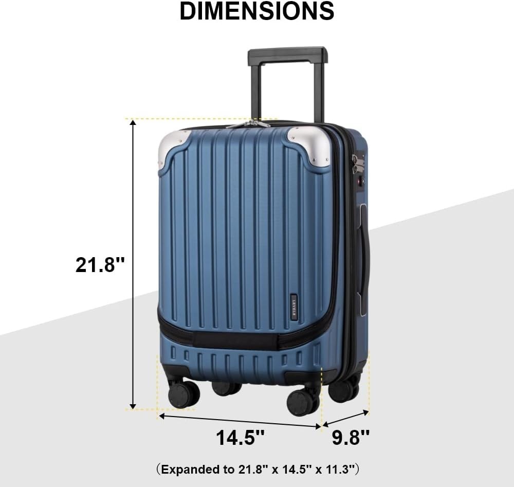 20 Inch Expandable Carry On Cabin Suitcase ABS Hard Shell Spinner Laptop TSA