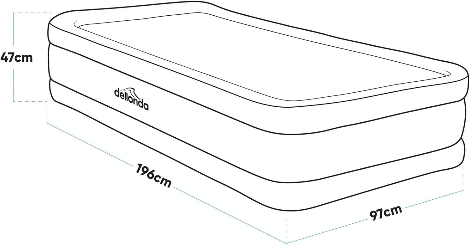 Single High Raised Inflatable Air Bed with Electric Pump & Flocked Surface