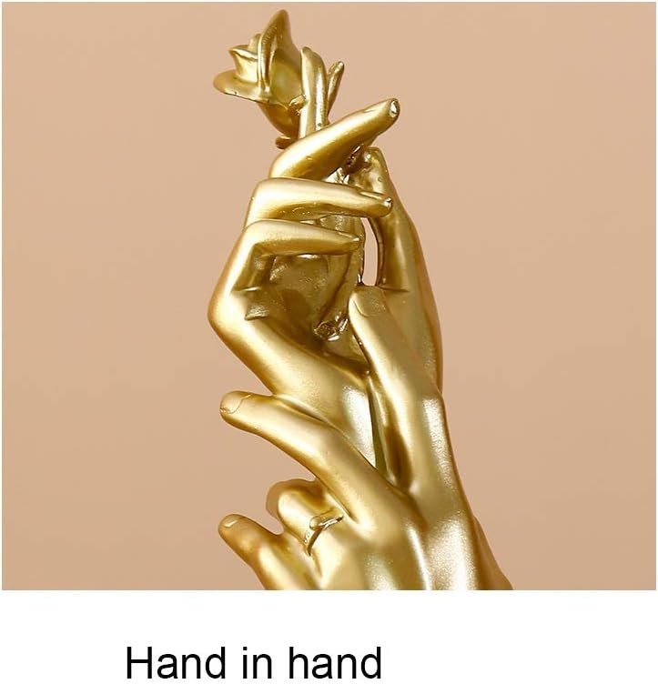 Gold Hand-in-Hand Sculpture • Romantic Resin Couple Ornament • Elegant Gift