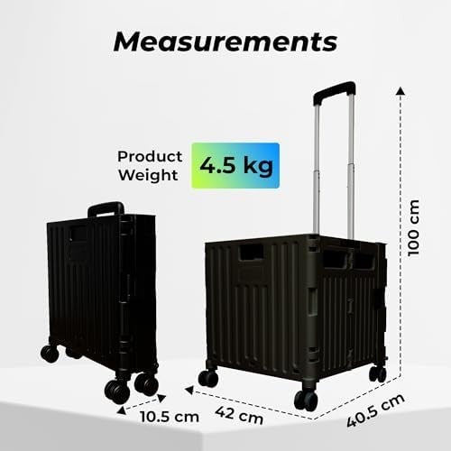 40KG Foldable Shopping Trolley 65L Cart with Lid 4 Wheels Handle
